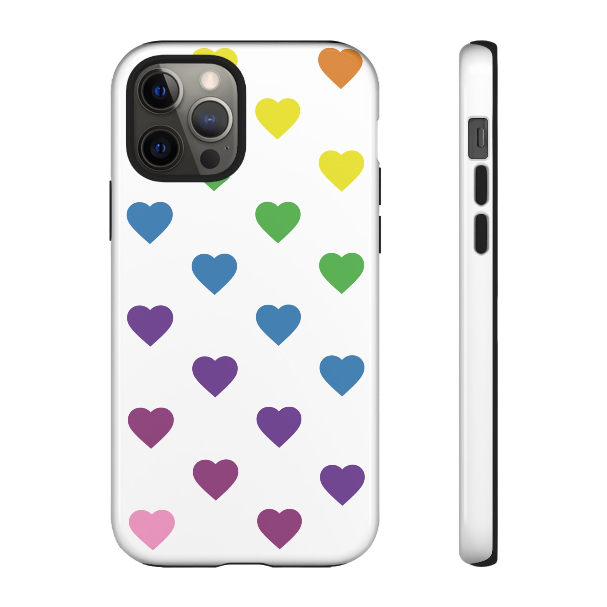 Rainbow Hearts Tough Phone Case — Protective iPhone Case with Colorful Heart Pattern