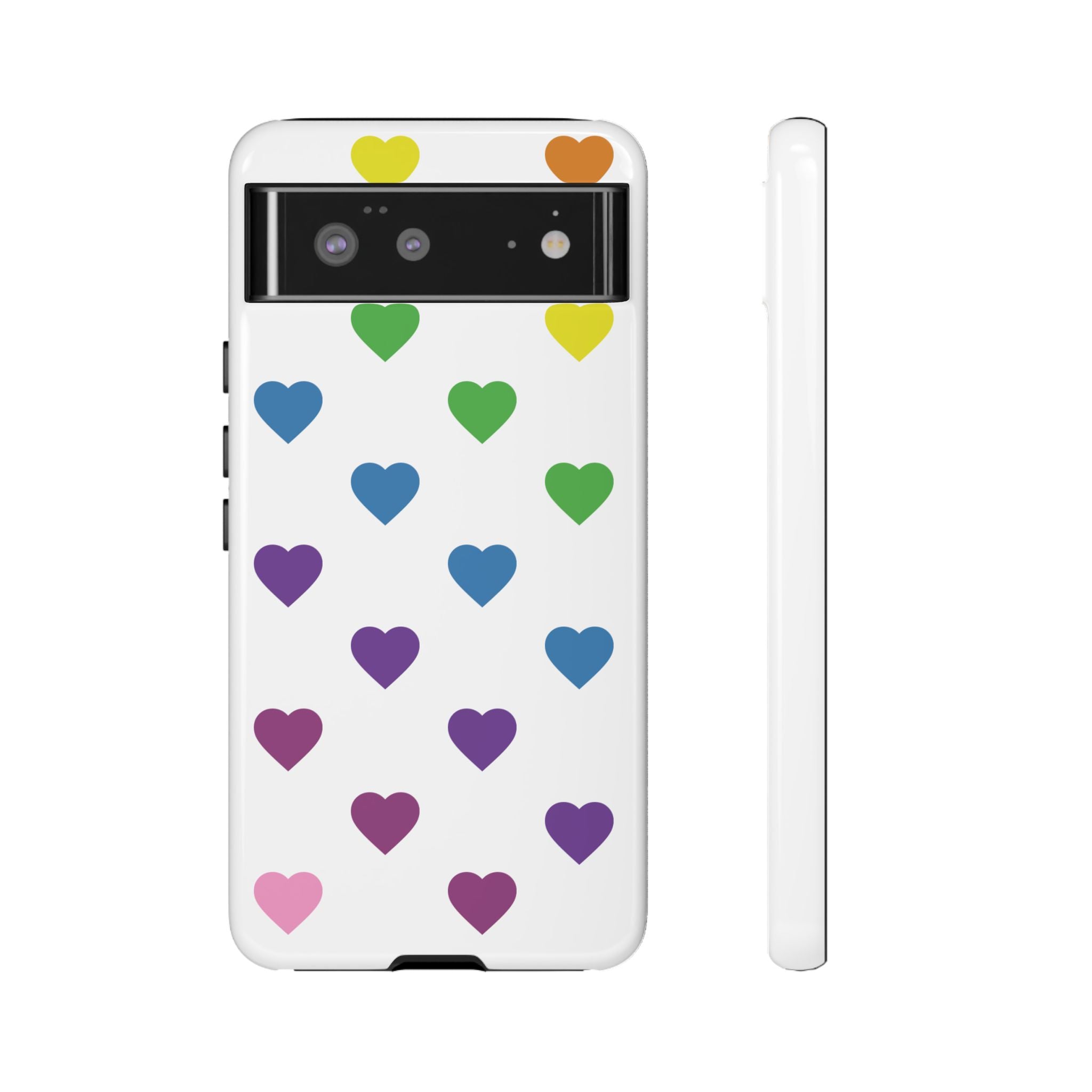 Rainbow Hearts Tough Phone Case — Protective iPhone Case with Colorful Heart Pattern