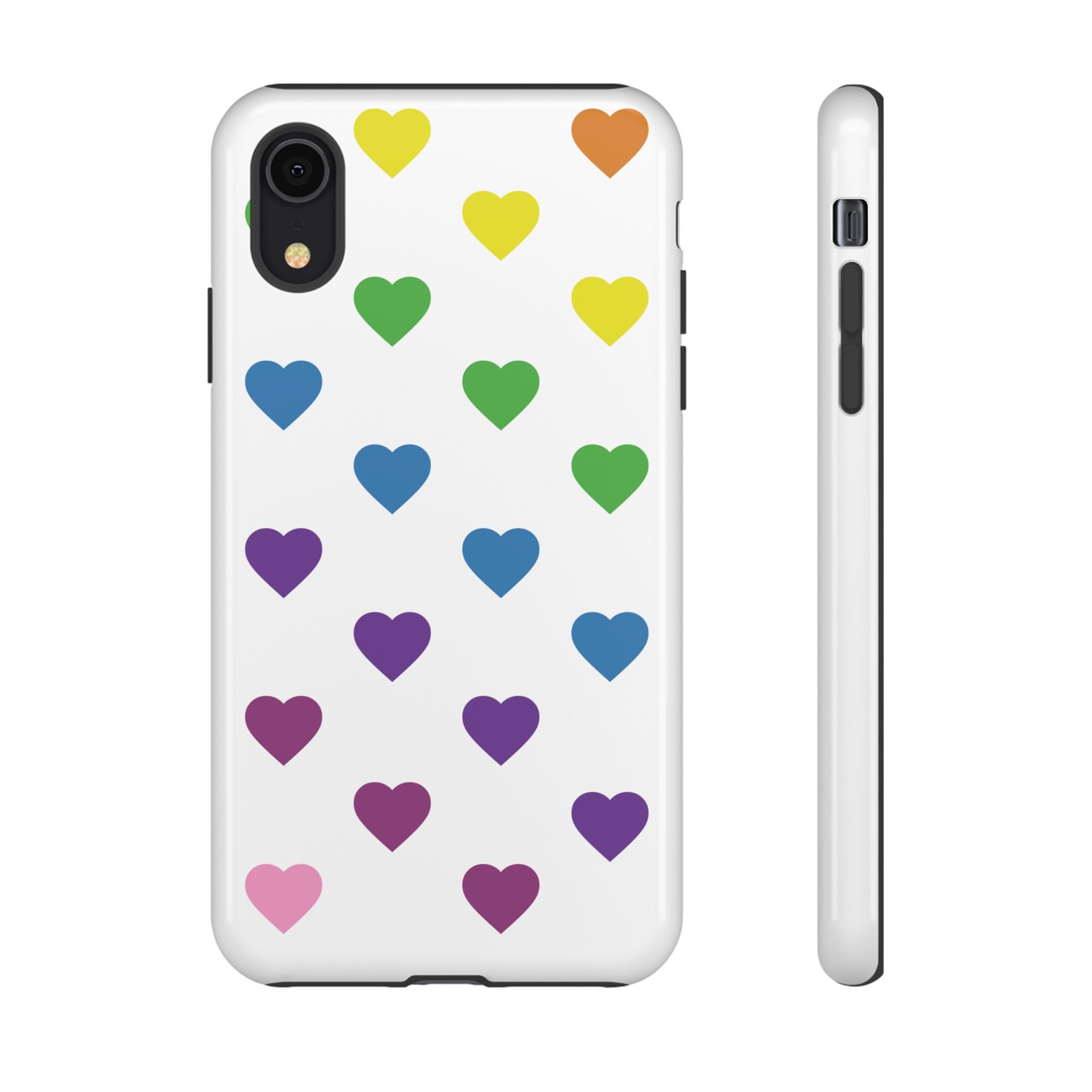 Rainbow Hearts Tough Phone Case — Protective iPhone Case with Colorful Heart Pattern