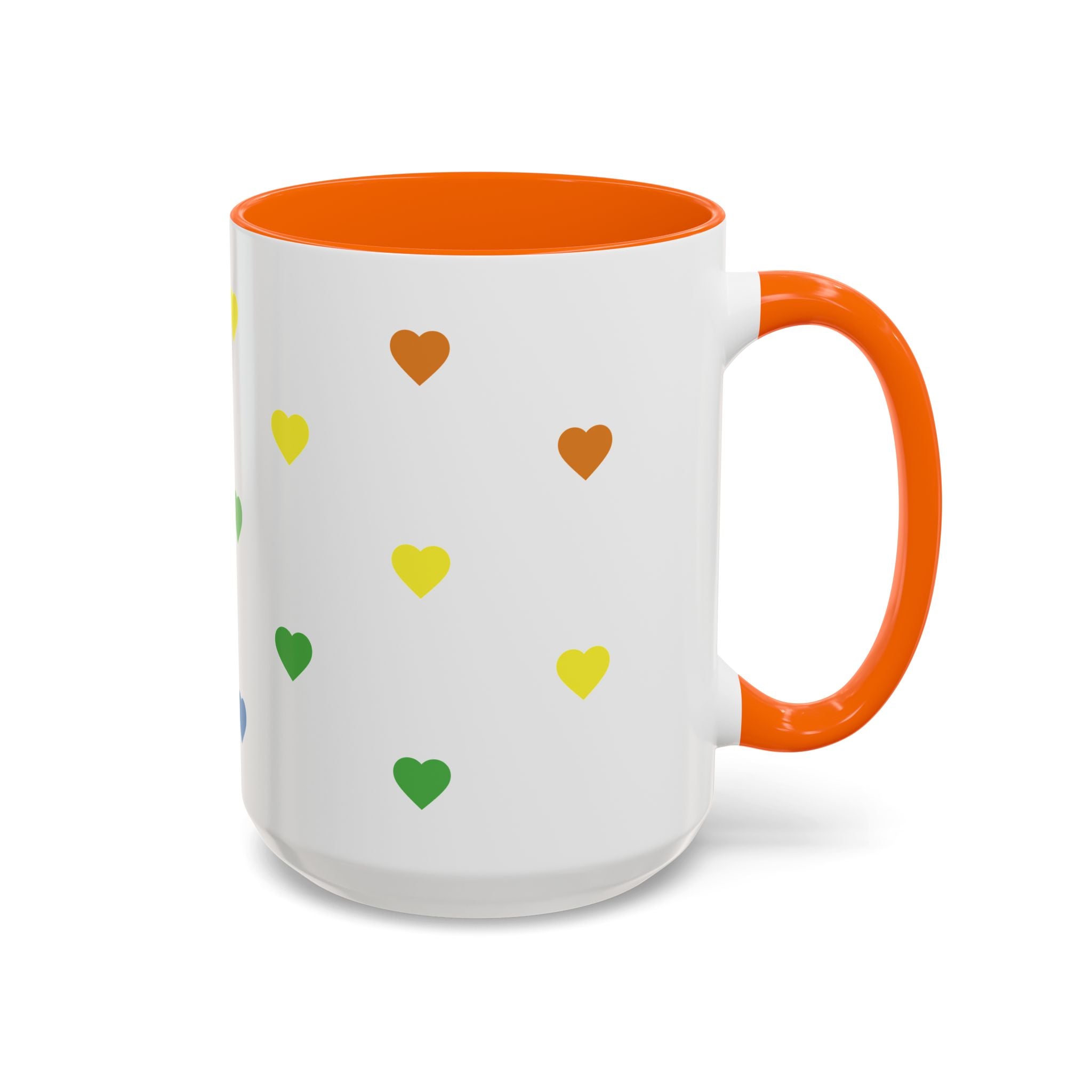 Rainbow Heart Accent Coffee Mug — Cute Colorful Patterned Ceramic Mug