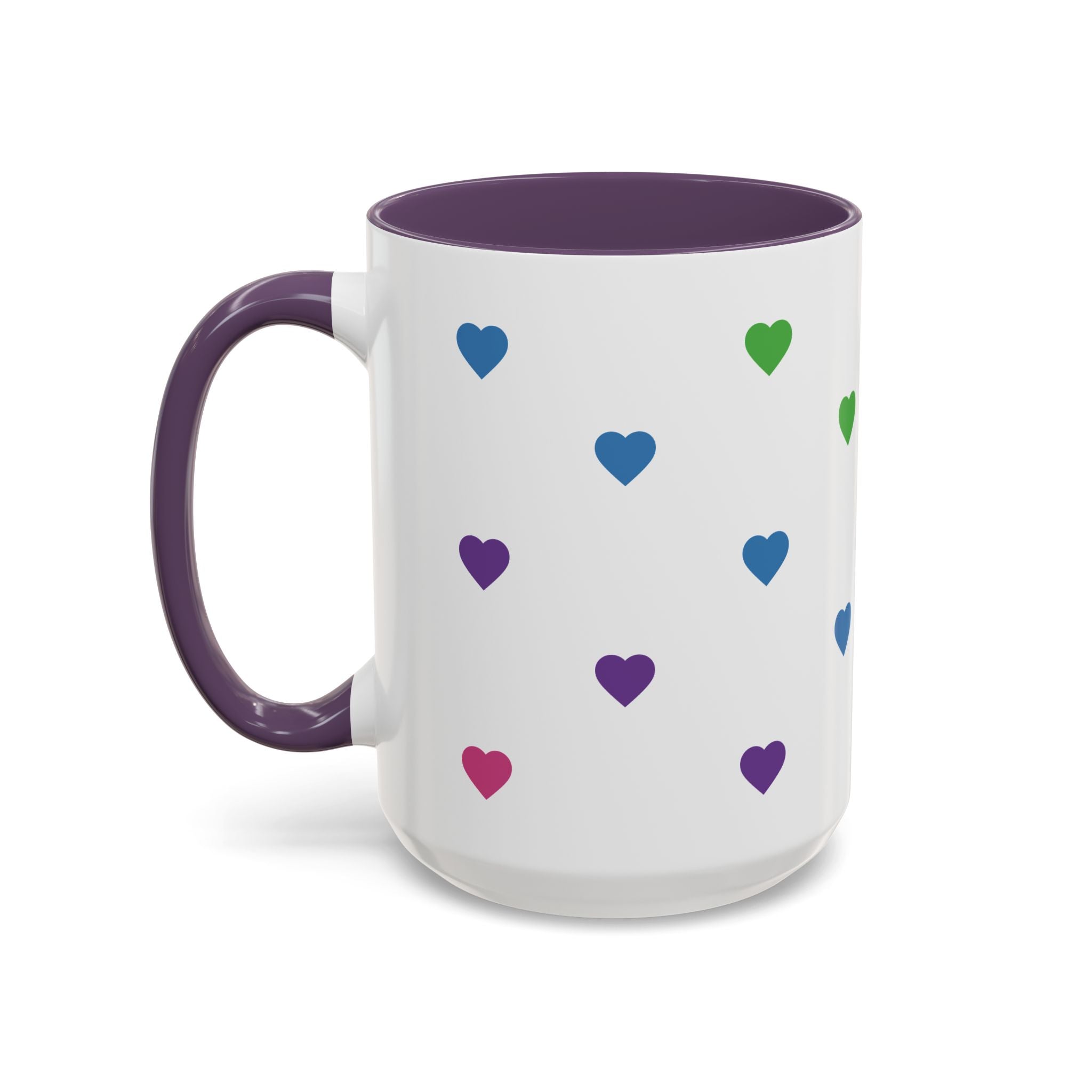 Rainbow Heart Accent Coffee Mug — Cute Colorful Patterned Ceramic Mug