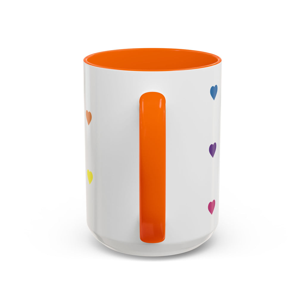 Rainbow Heart Accent Coffee Mug — Cute Colorful Patterned Ceramic Mug