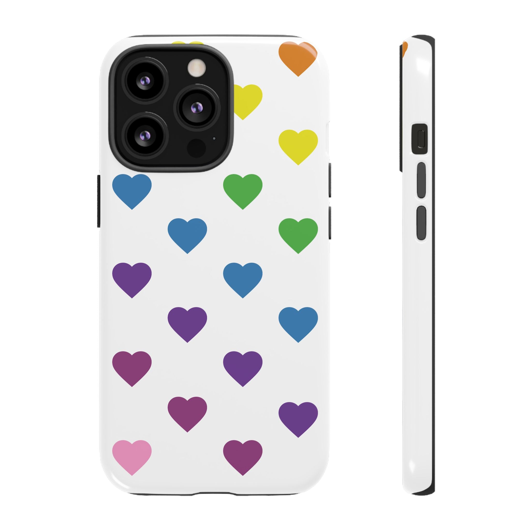 Rainbow Hearts Tough Phone Case — Protective iPhone Case with Colorful Heart Pattern