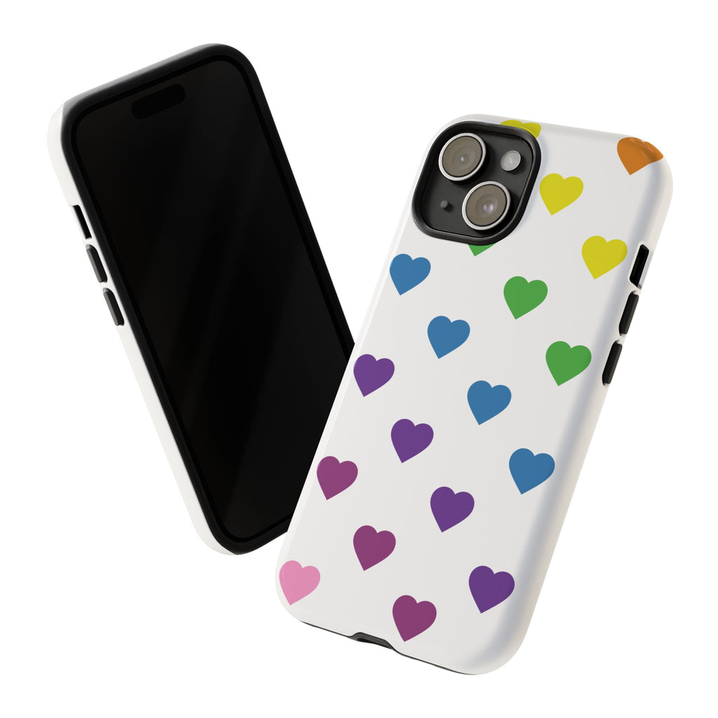 Rainbow Hearts Tough Phone Case — Protective iPhone Case with Colorful Heart Pattern