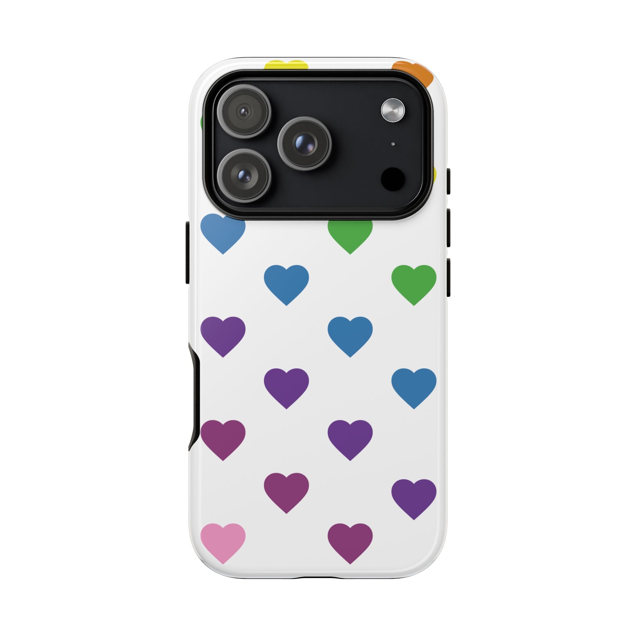 Rainbow Hearts Tough Phone Case — Protective iPhone Case with Colorful Heart Pattern