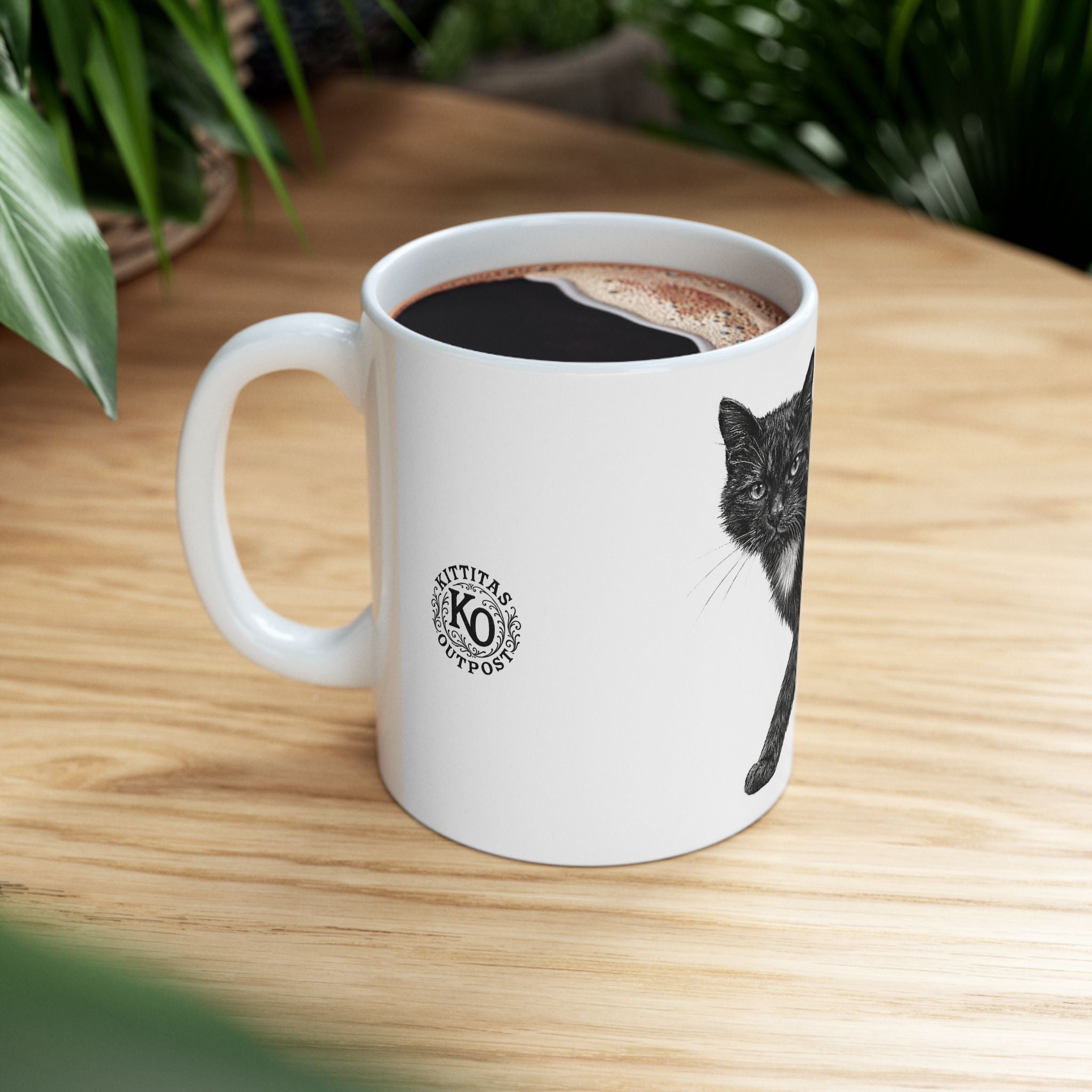 Black Cat Ceramic Mug — Black Cat Coffee Cup (11oz & 15oz)