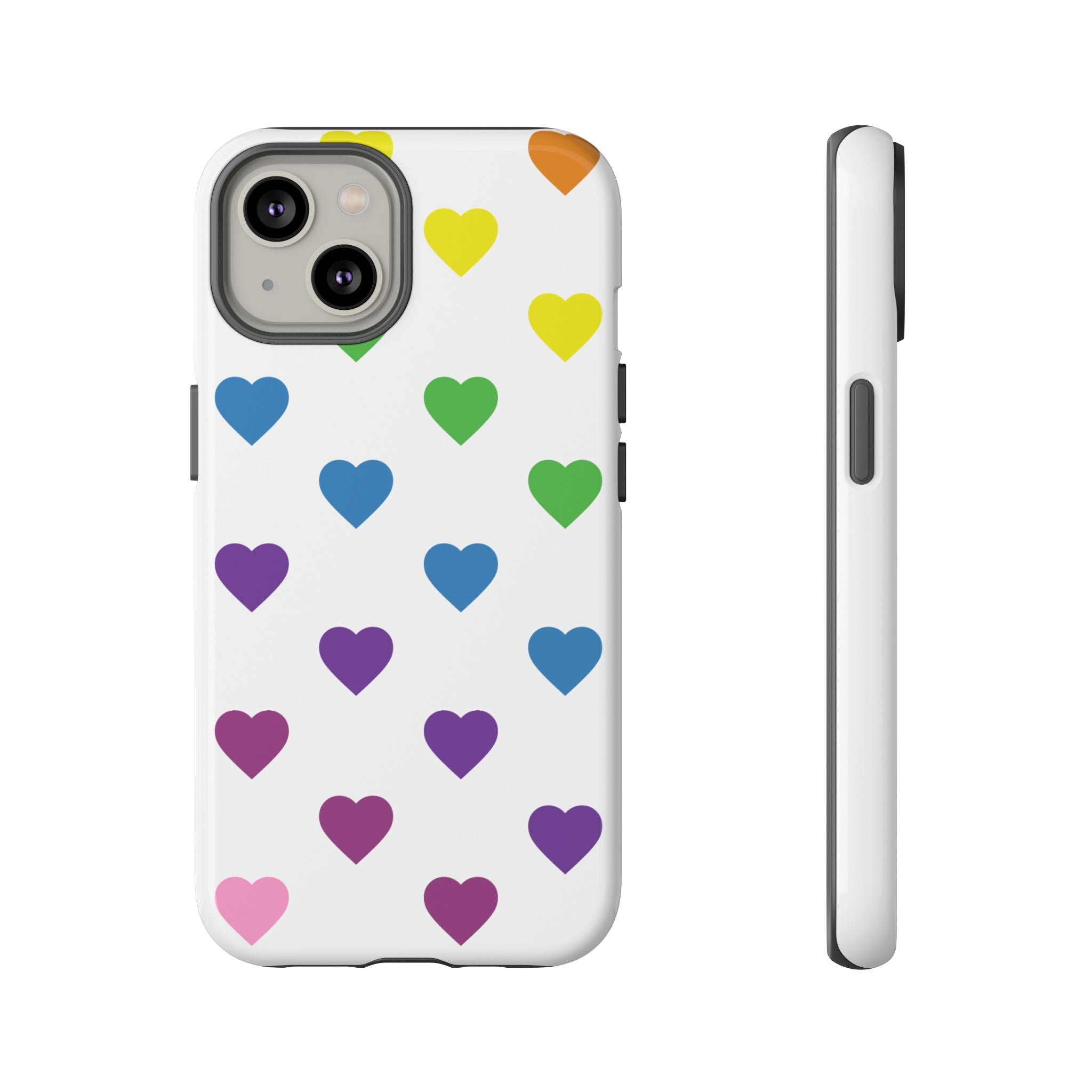Rainbow Hearts Tough Phone Case — Protective iPhone Case with Colorful Heart Pattern