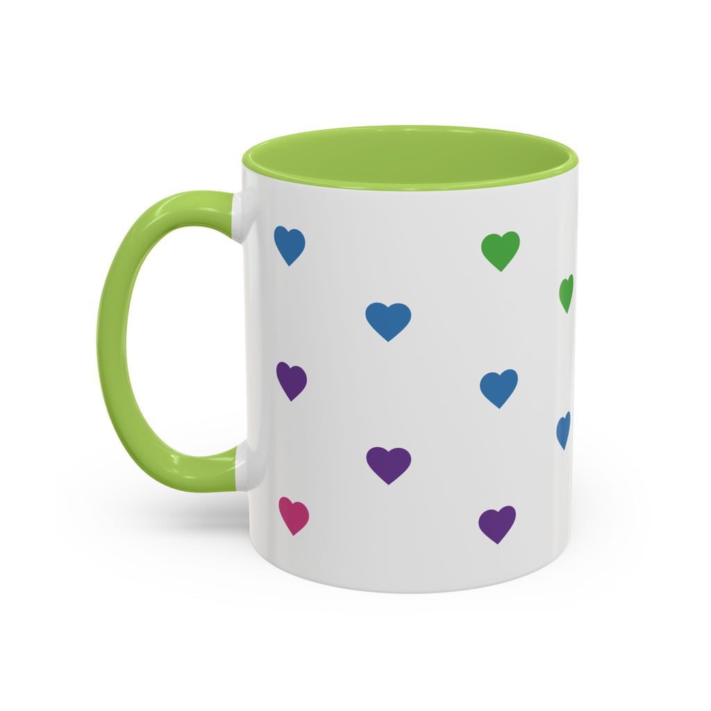 Rainbow Heart Accent Coffee Mug — Cute Colorful Patterned Ceramic Mug