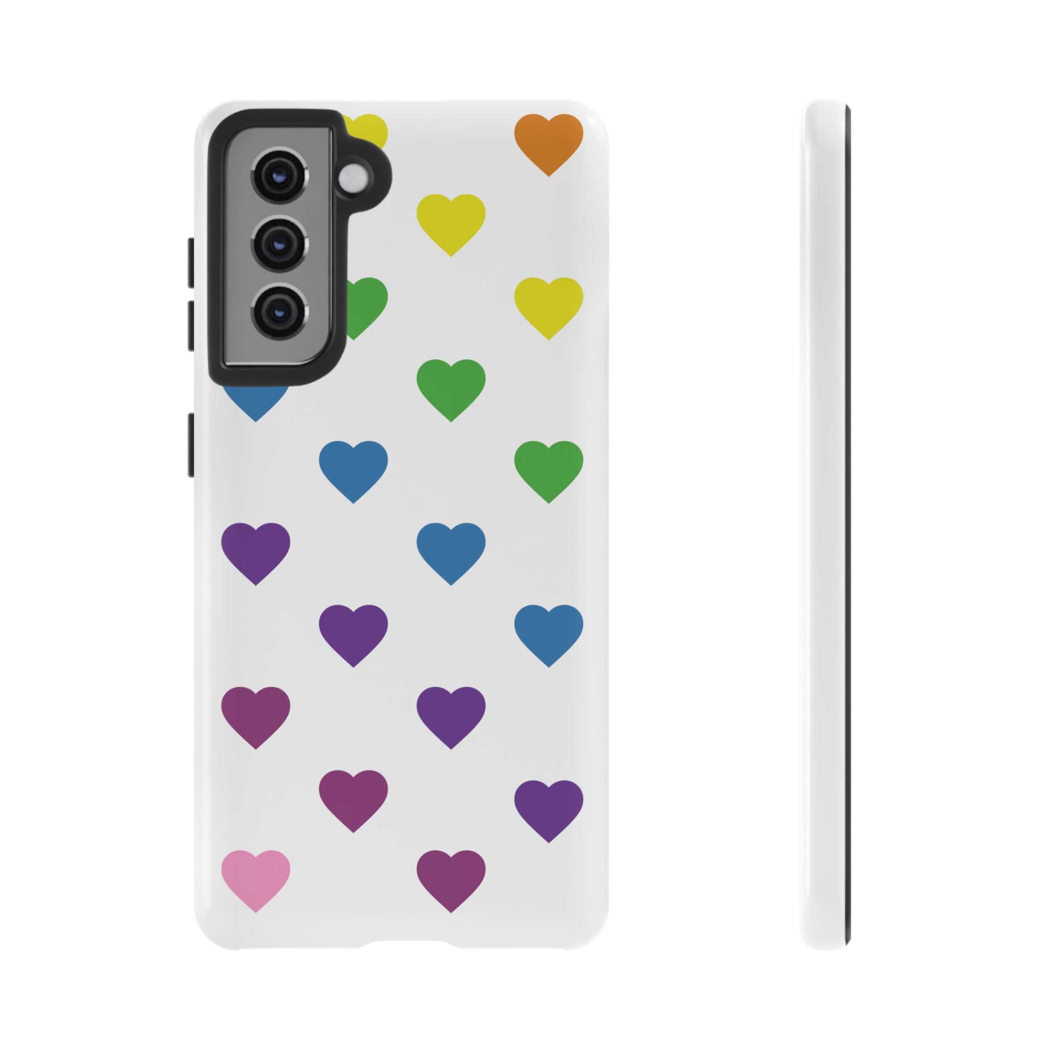 Rainbow Hearts Tough Phone Case — Protective iPhone Case with Colorful Heart Pattern