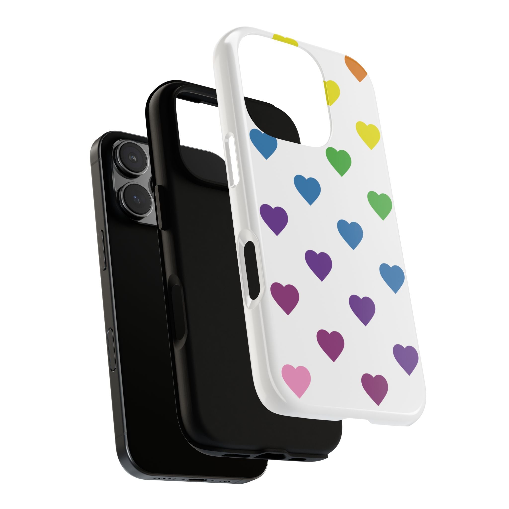 Rainbow Hearts Tough Phone Case — Protective iPhone Case with Colorful Heart Pattern
