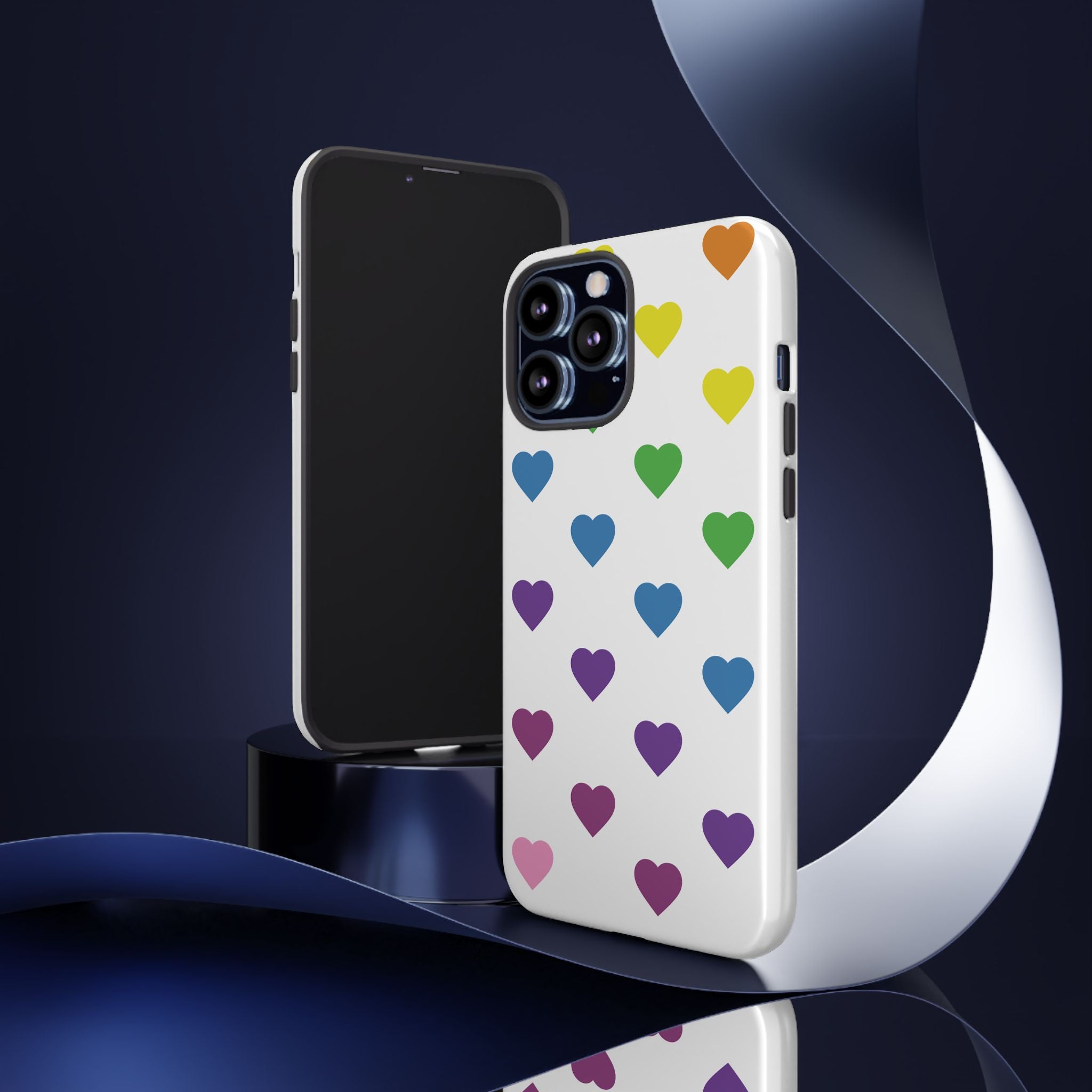 Rainbow Hearts Tough Phone Case — Protective iPhone Case with Colorful Heart Pattern