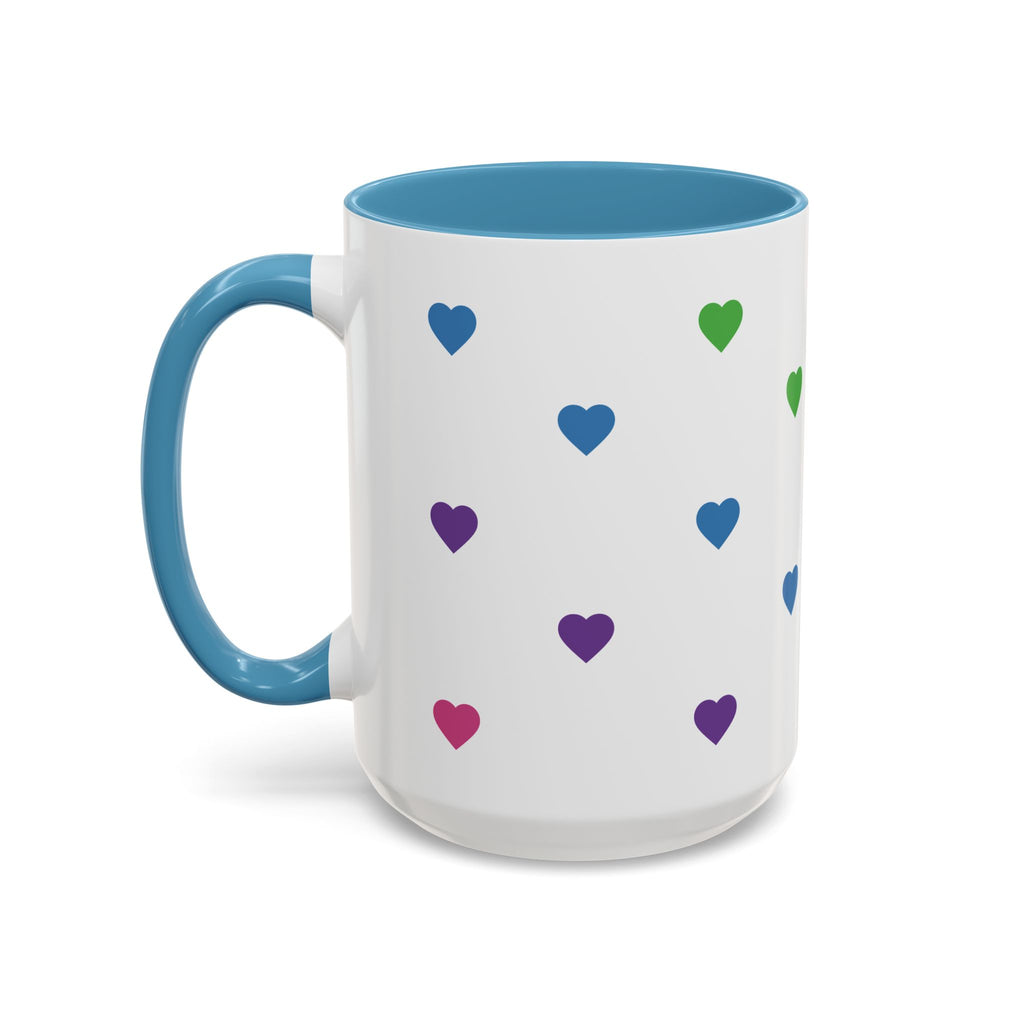 Rainbow Heart Accent Coffee Mug — Cute Colorful Patterned Ceramic Mug