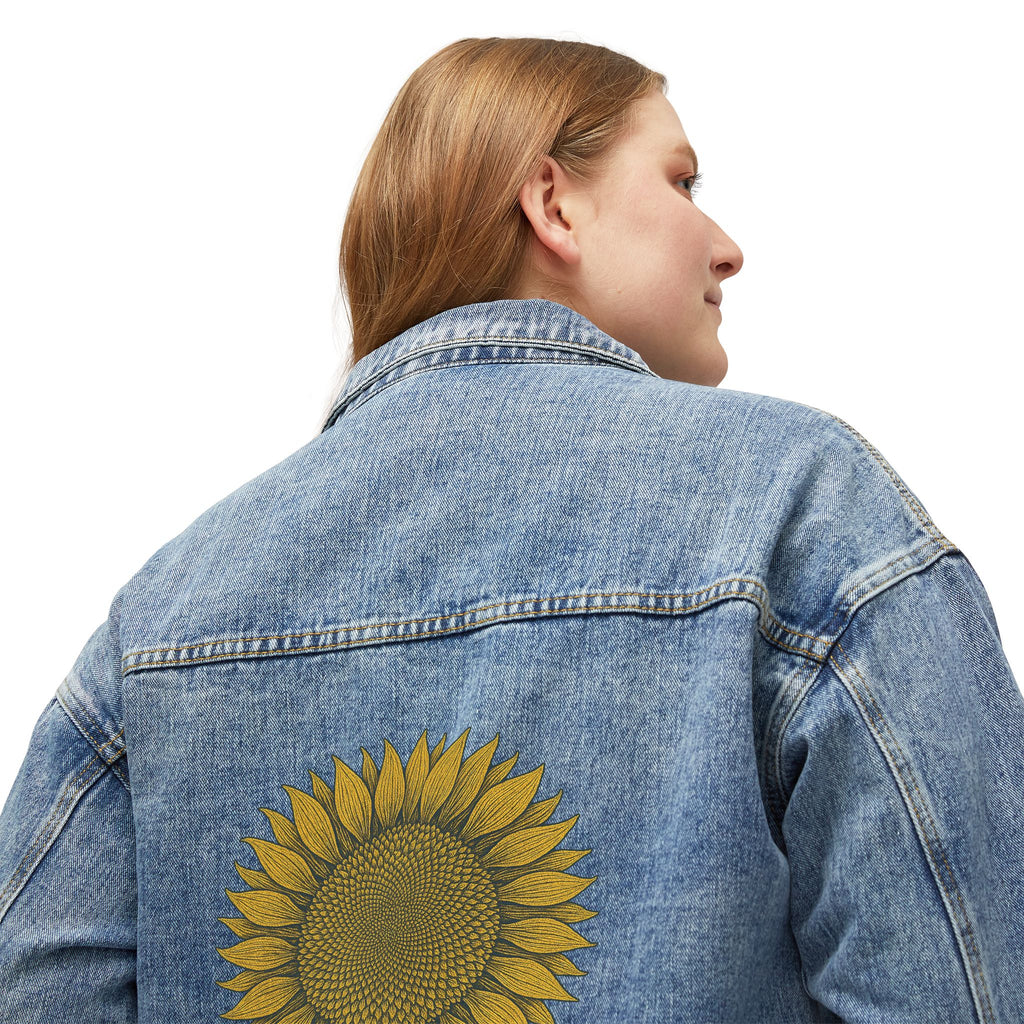 Classic Casual Jean Jacket - Fractal Sunflower