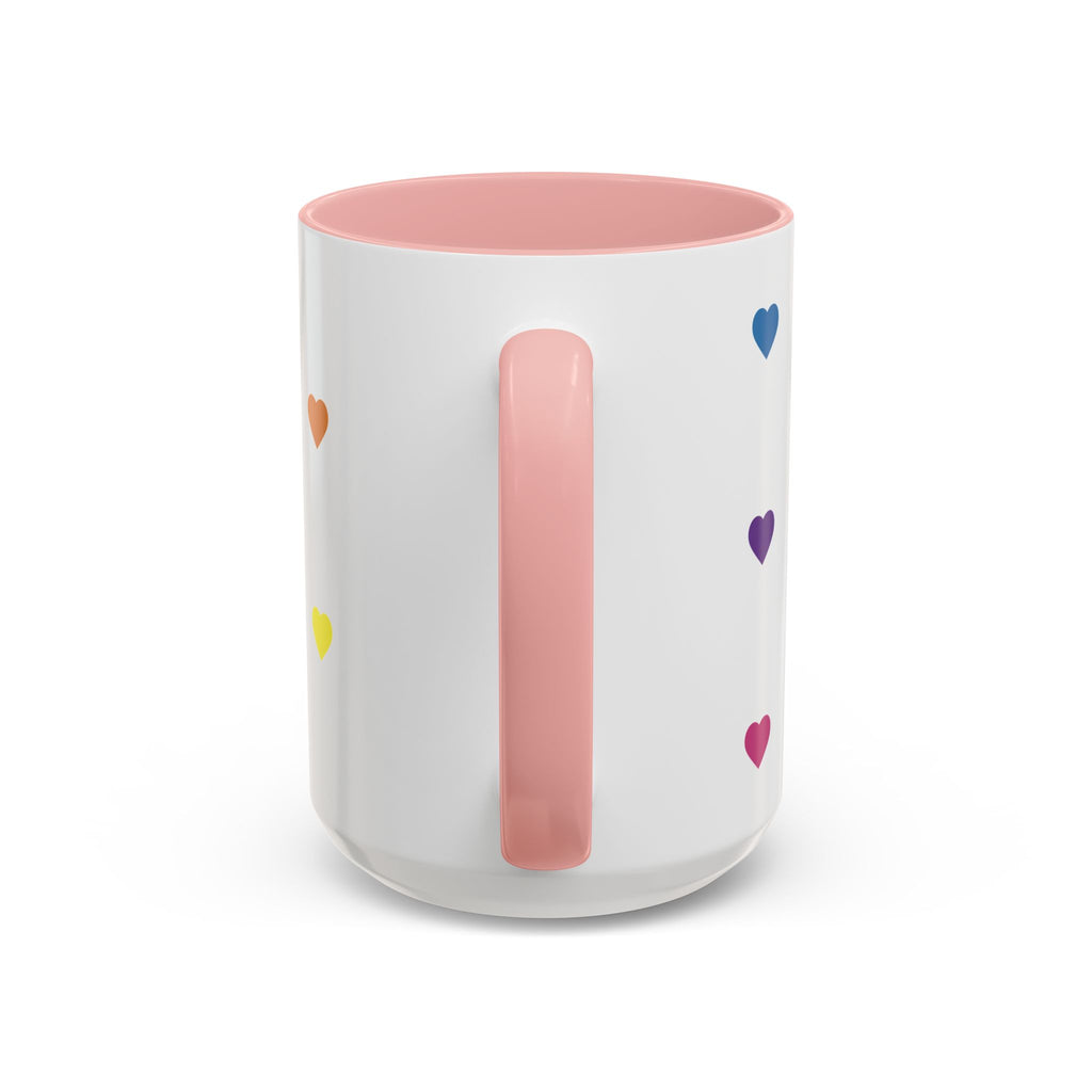 Rainbow Heart Accent Coffee Mug — Cute Colorful Patterned Ceramic Mug