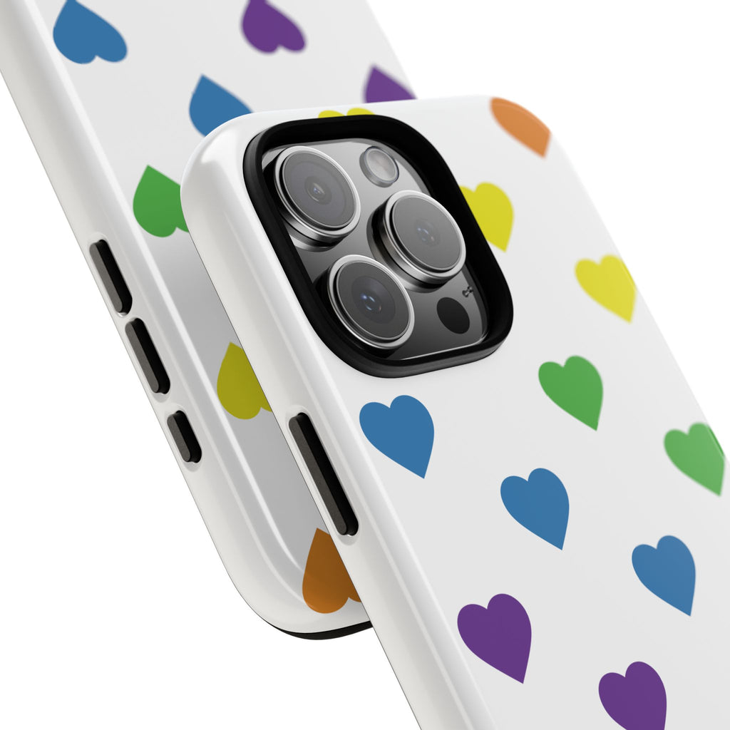 Rainbow Hearts Tough Phone Case — Protective iPhone Case with Colorful Heart Pattern