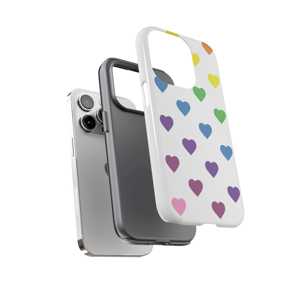 Rainbow Hearts Tough Phone Case — Protective iPhone Case with Colorful Heart Pattern