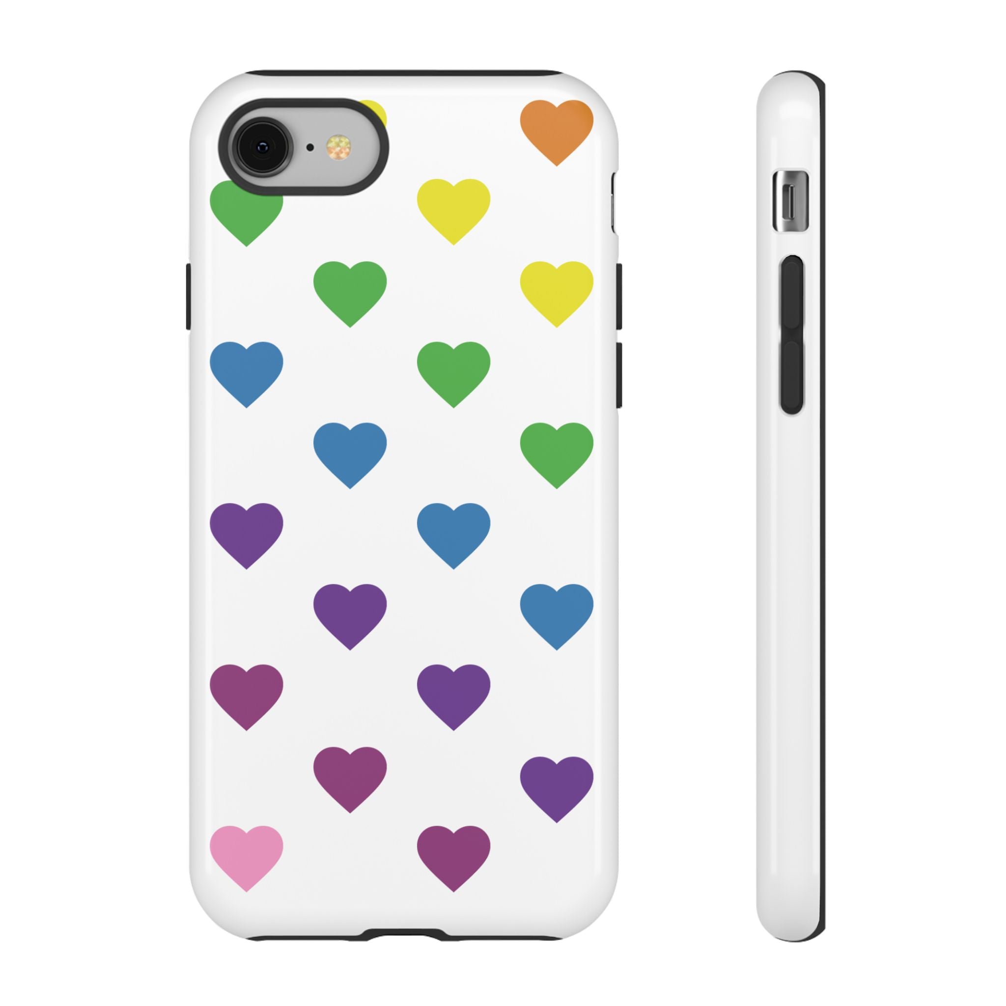 Rainbow Hearts Tough Phone Case — Protective iPhone Case with Colorful Heart Pattern