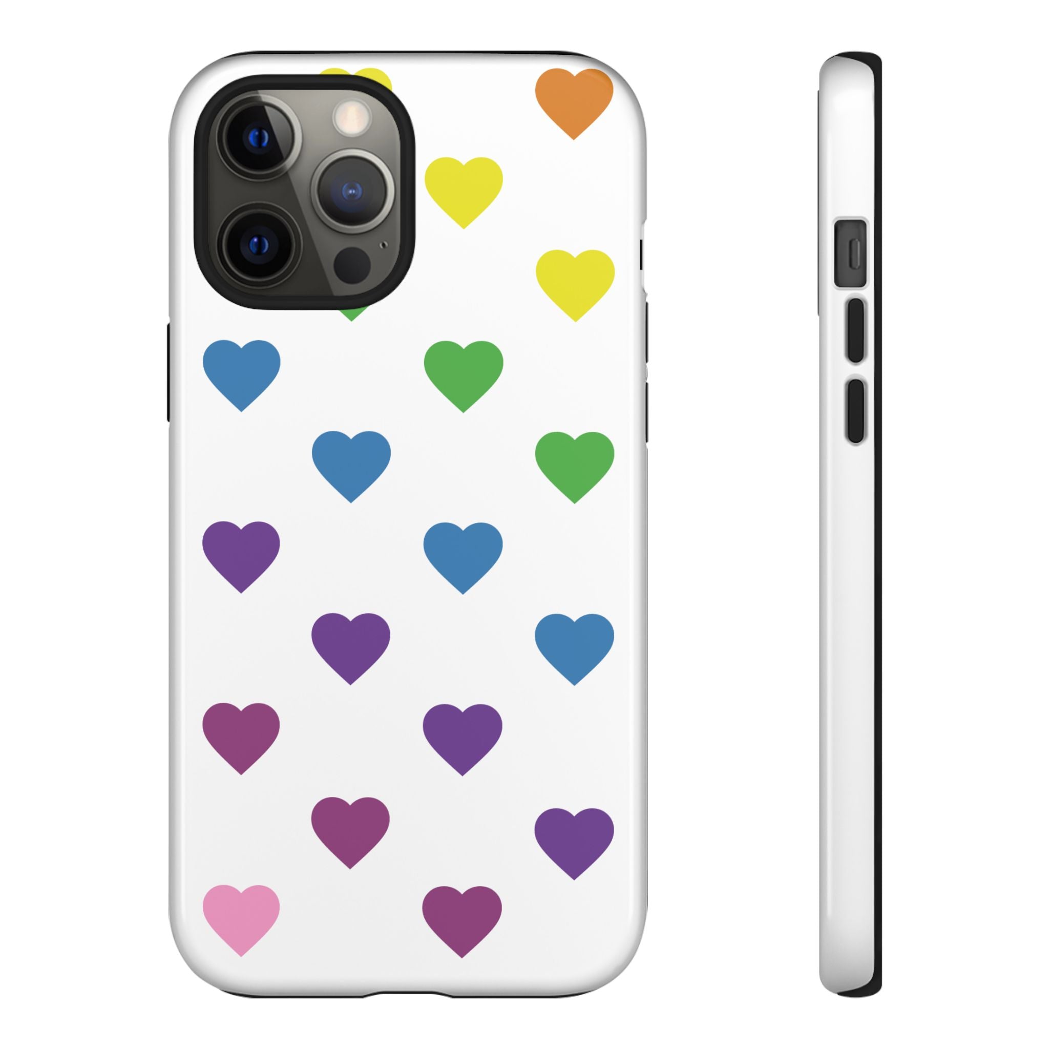 Rainbow Hearts Tough Phone Case — Protective iPhone Case with Colorful Heart Pattern