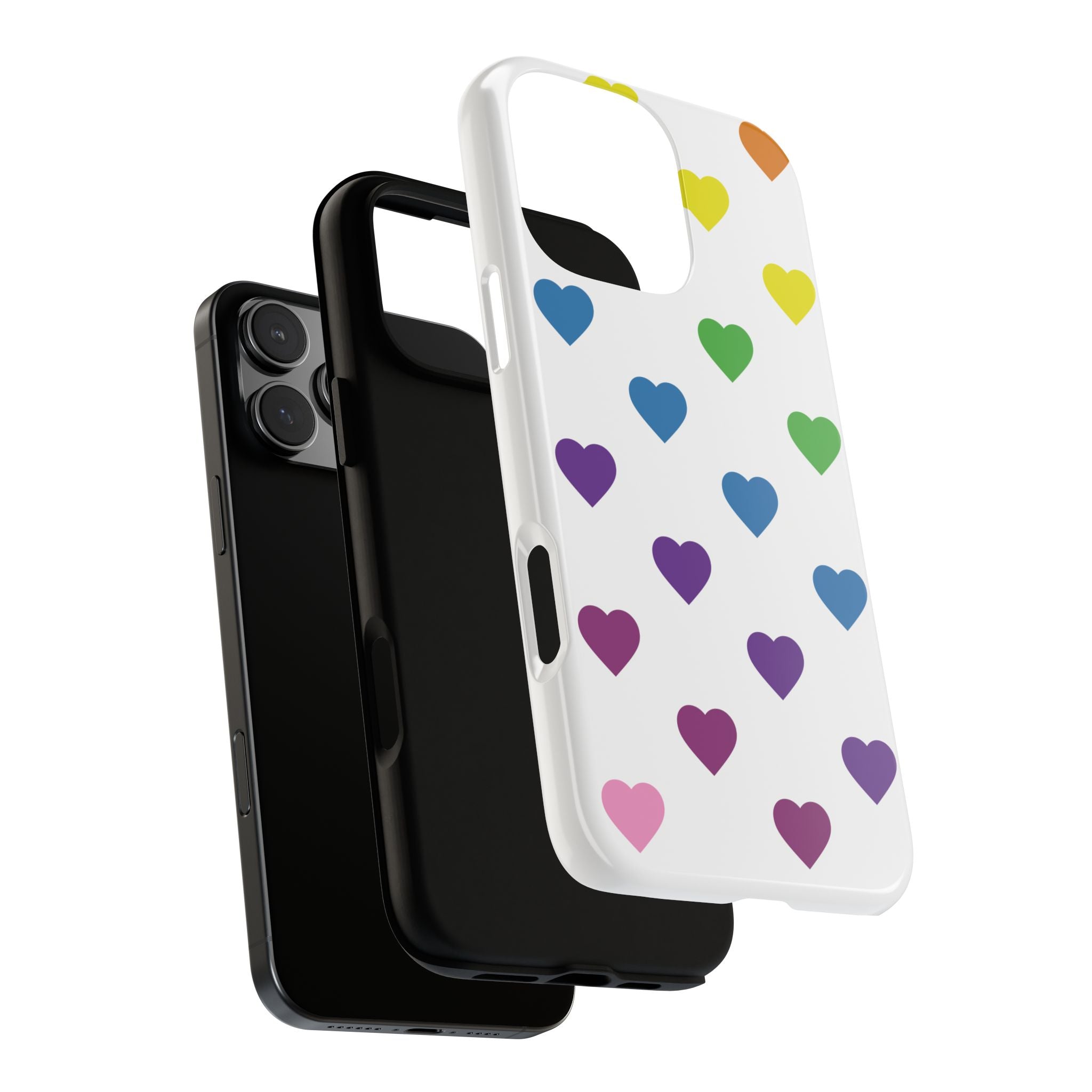 Rainbow Hearts Tough Phone Case — Protective iPhone Case with Colorful Heart Pattern