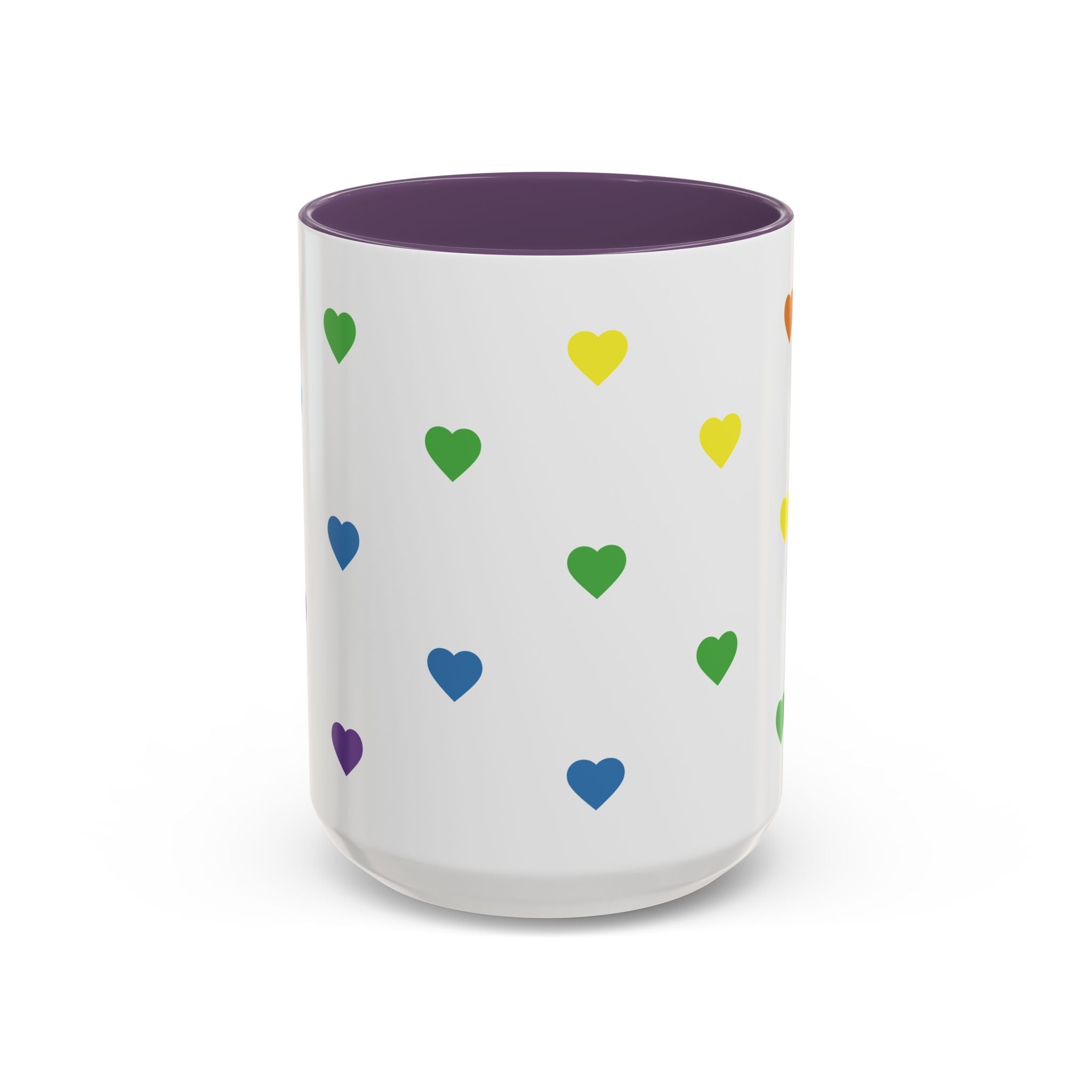Rainbow Heart Accent Coffee Mug — Cute Colorful Patterned Ceramic Mug