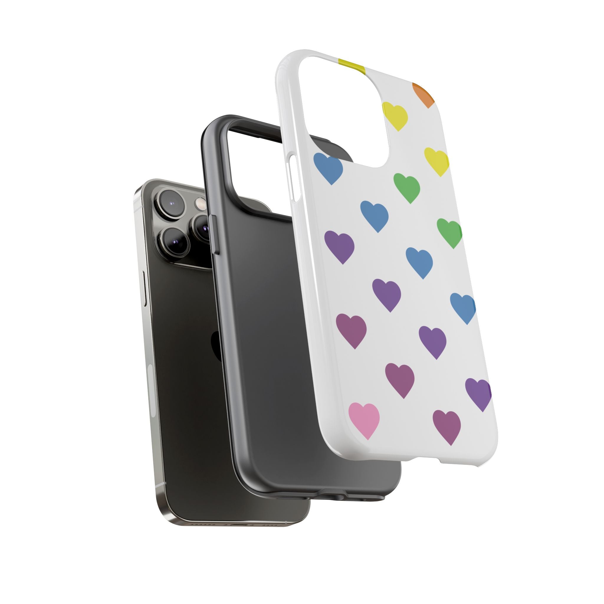 Rainbow Hearts Tough Phone Case — Protective iPhone Case with Colorful Heart Pattern