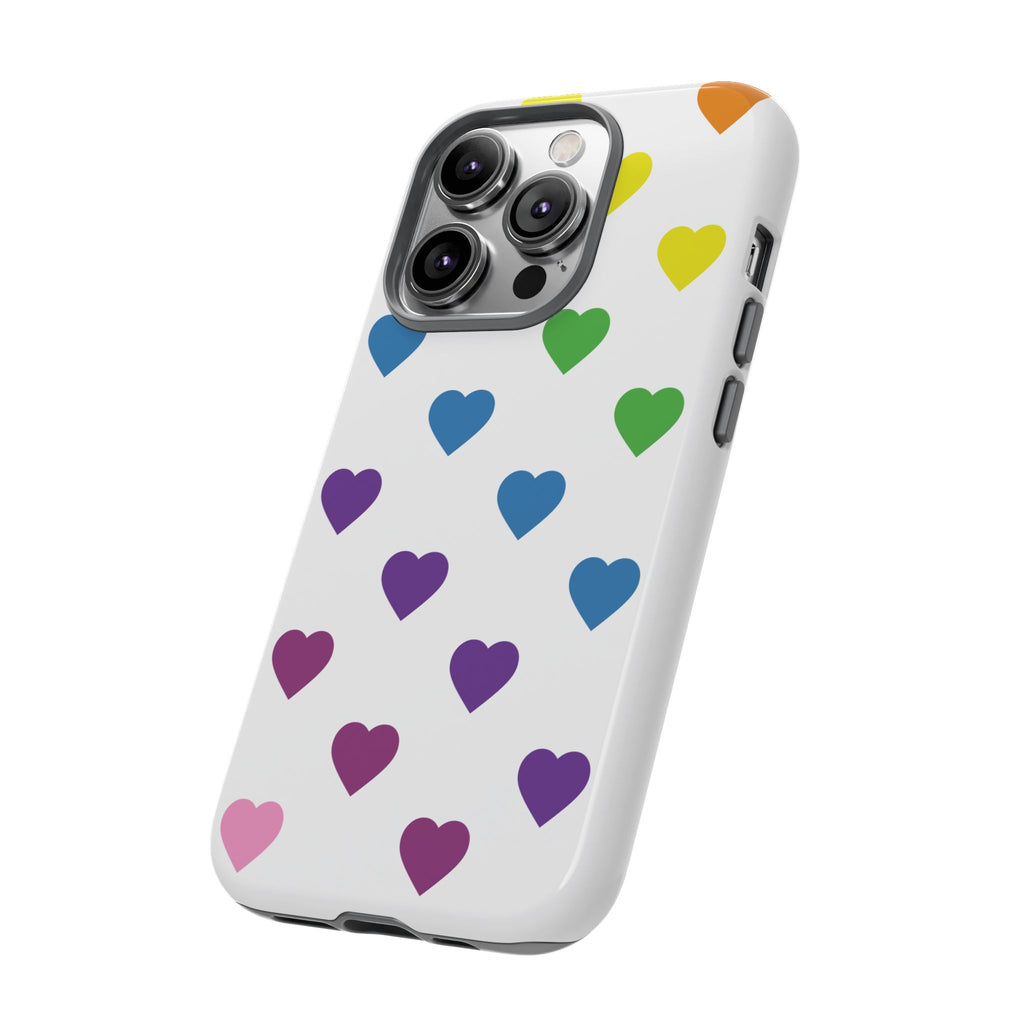 Rainbow Hearts Tough Phone Case — Protective iPhone Case with Colorful Heart Pattern