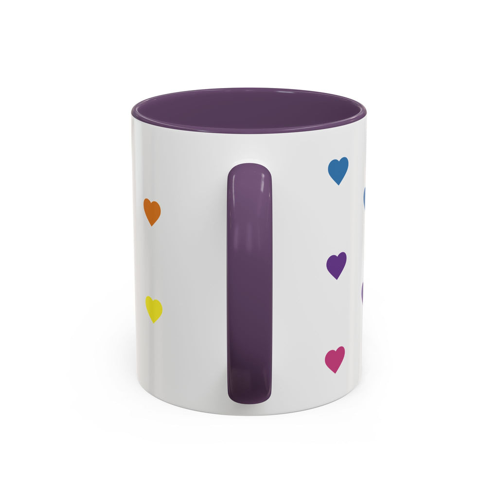 Rainbow Heart Accent Coffee Mug — Cute Colorful Patterned Ceramic Mug