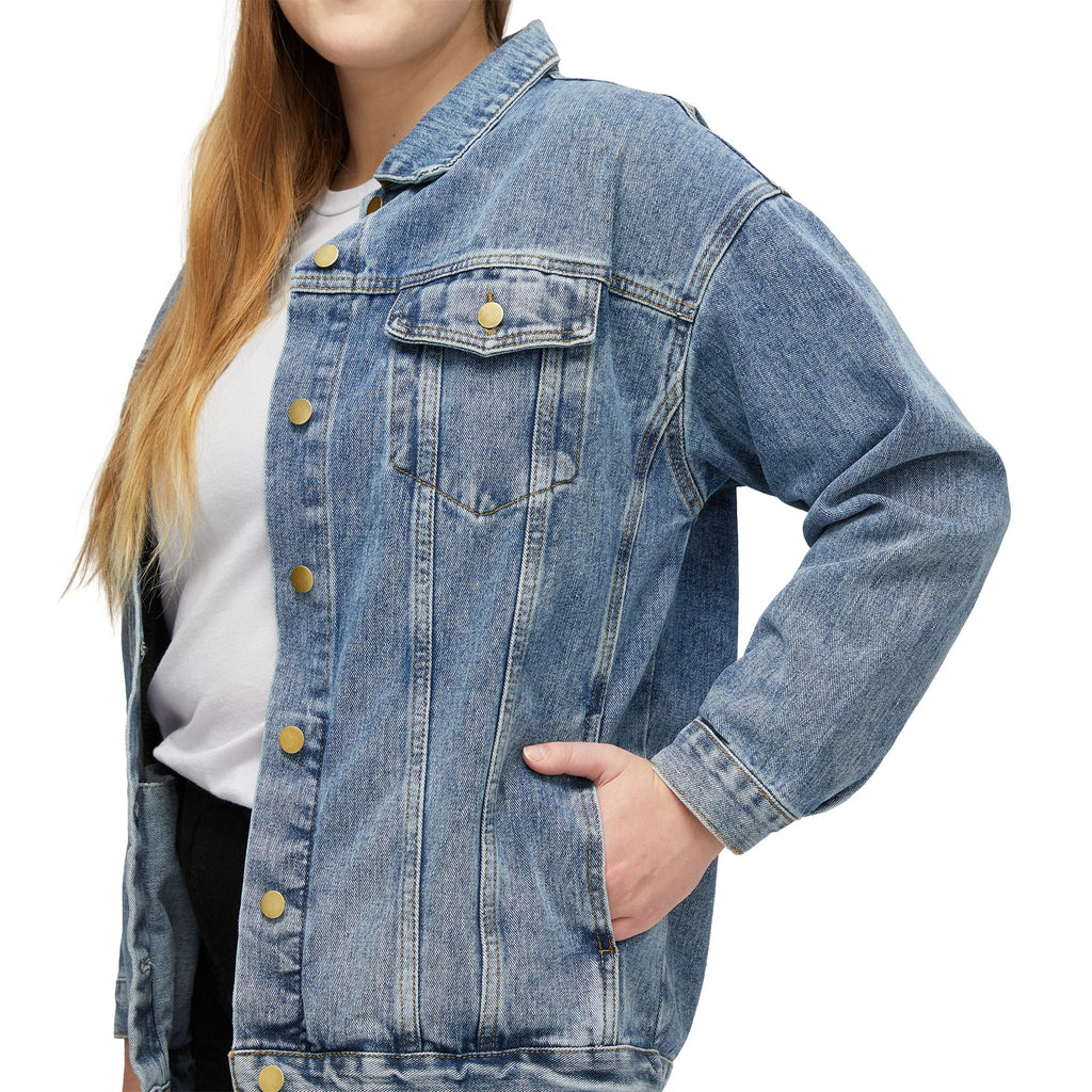 Classic Casual Jean Jacket - Fractal Sunflower