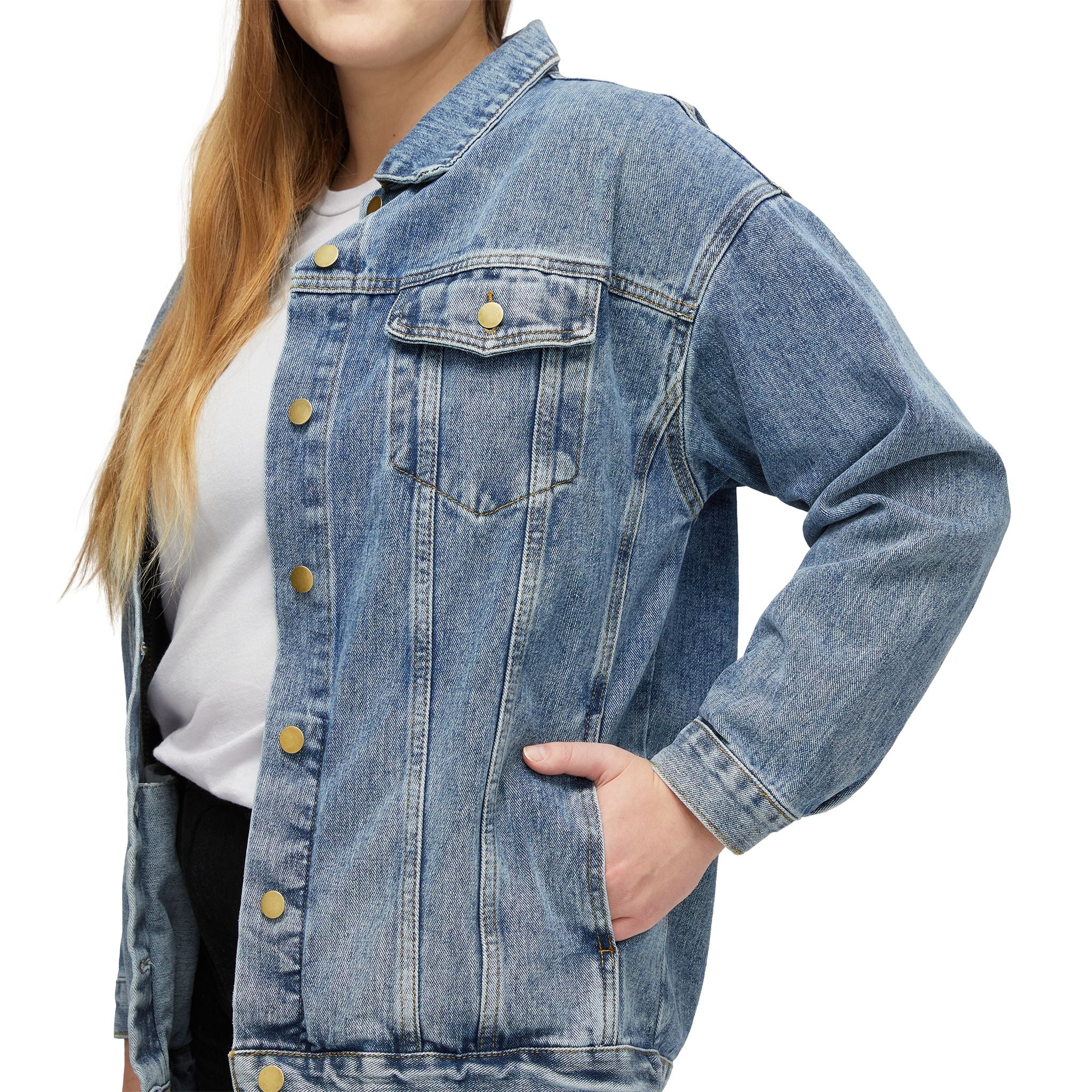 Classic Casual Jean Jacket - Fractal Sunflower