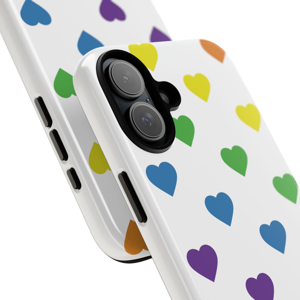 Rainbow Hearts Tough Phone Case — Protective iPhone Case with Colorful Heart Pattern