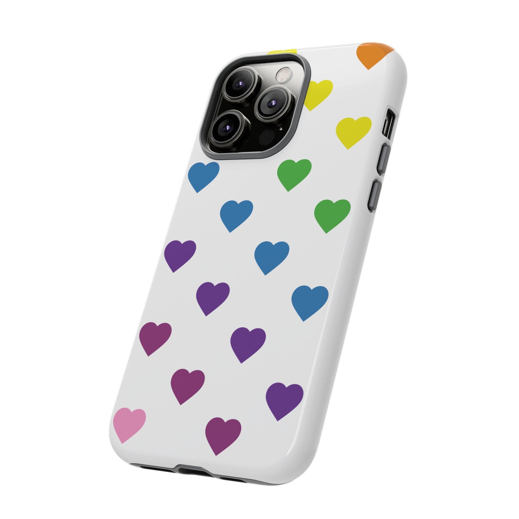 Rainbow Hearts Tough Phone Case — Protective iPhone Case with Colorful Heart Pattern