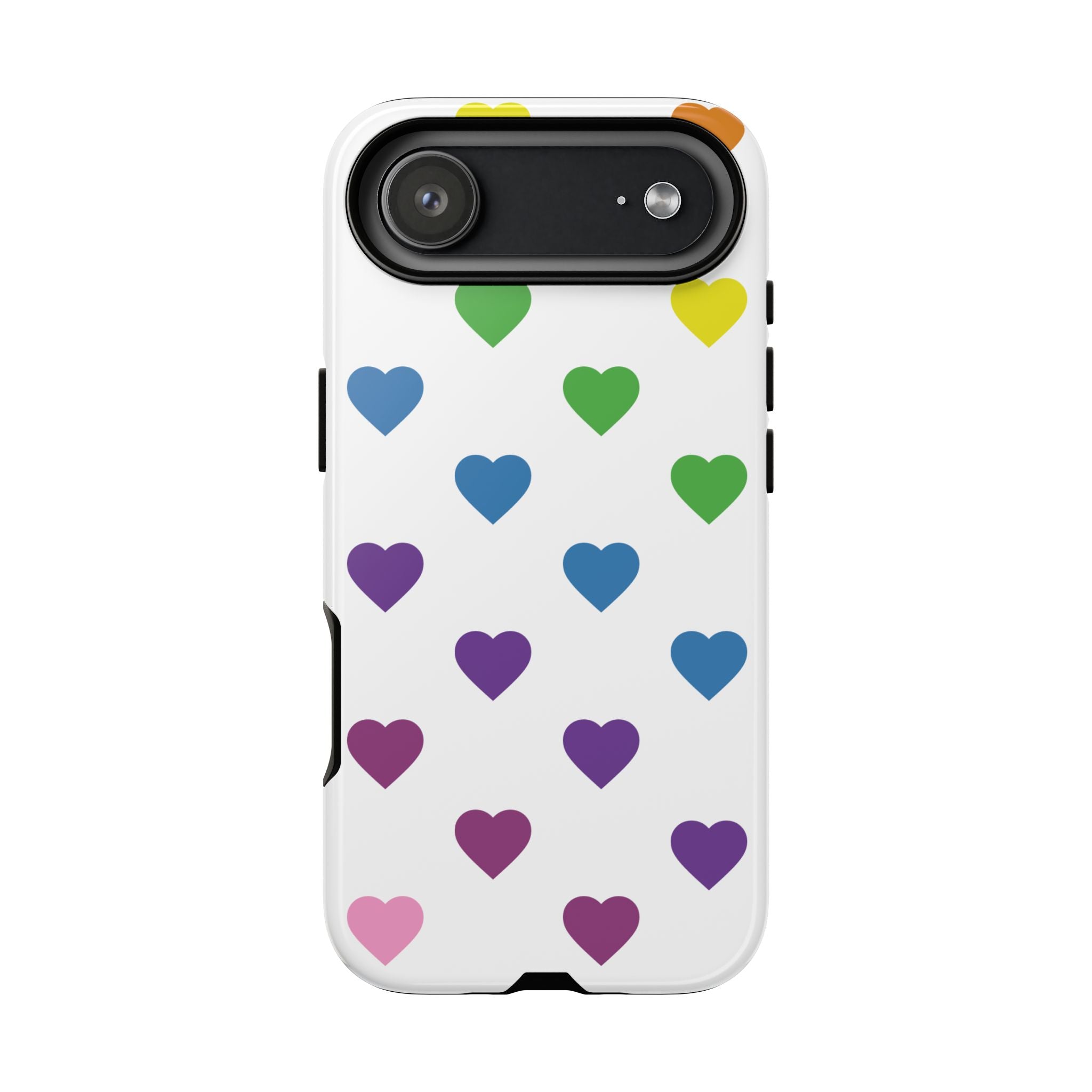 Rainbow Hearts Tough Phone Case — Protective iPhone Case with Colorful Heart Pattern