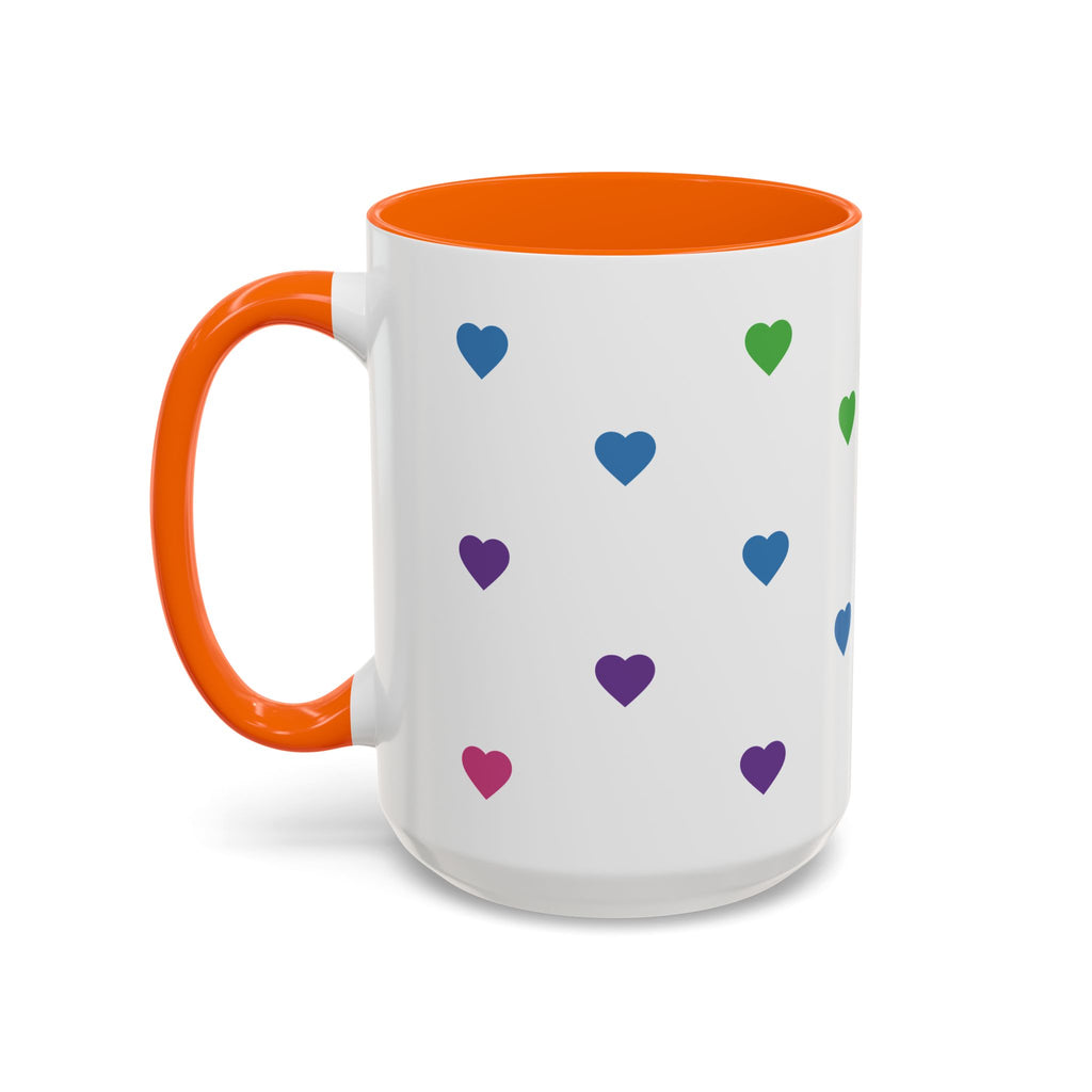 Rainbow Heart Accent Coffee Mug — Cute Colorful Patterned Ceramic Mug