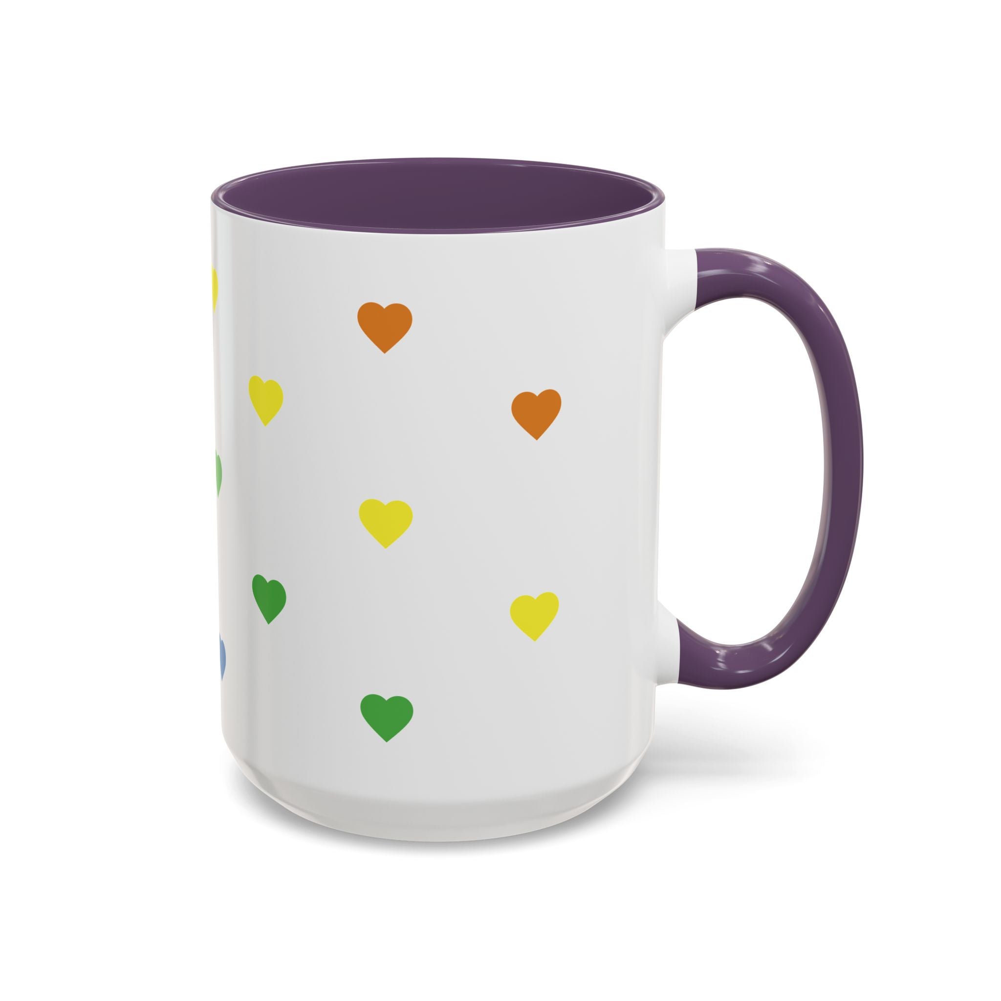 Rainbow Heart Accent Coffee Mug — Cute Colorful Patterned Ceramic Mug