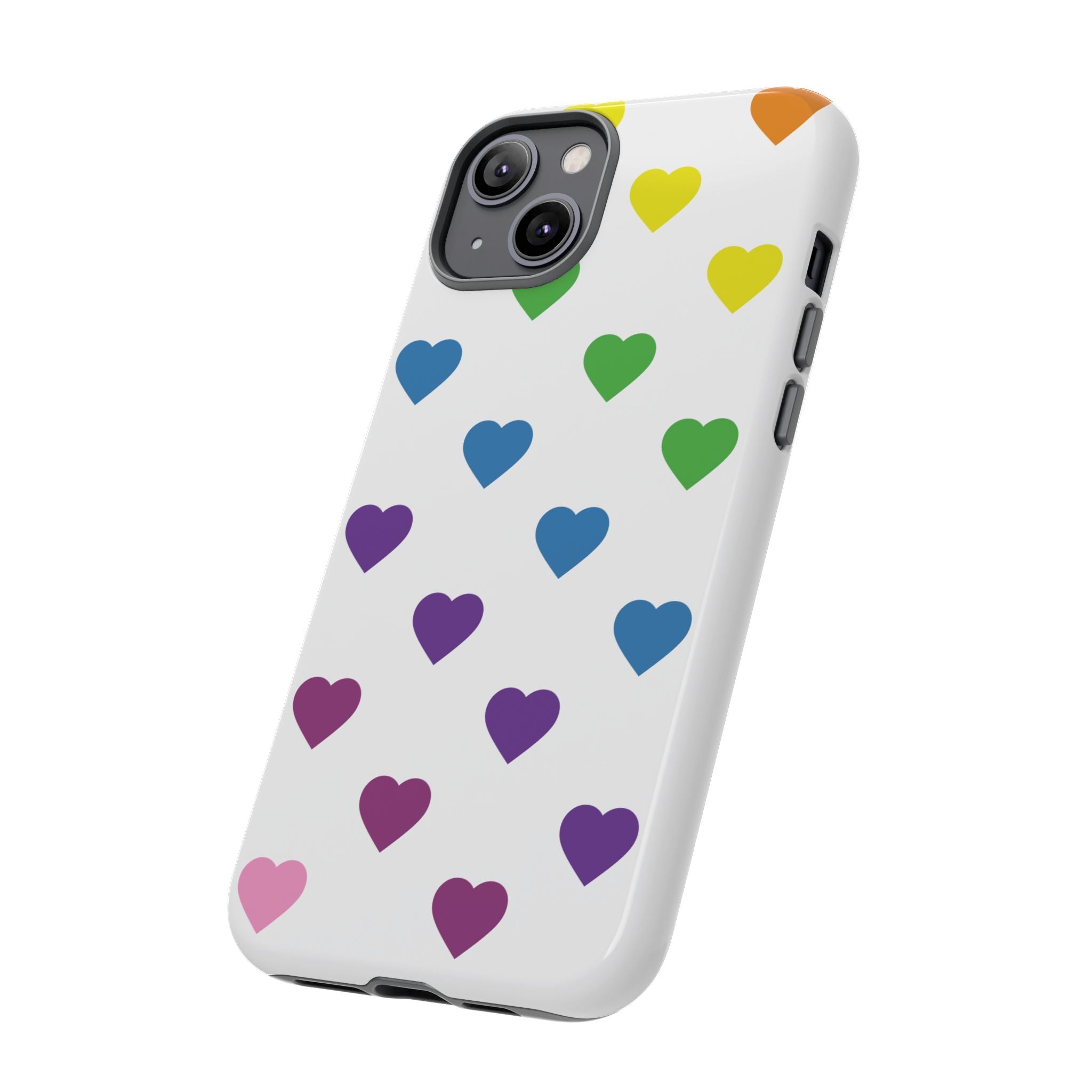 Rainbow Hearts Tough Phone Case — Protective iPhone Case with Colorful Heart Pattern