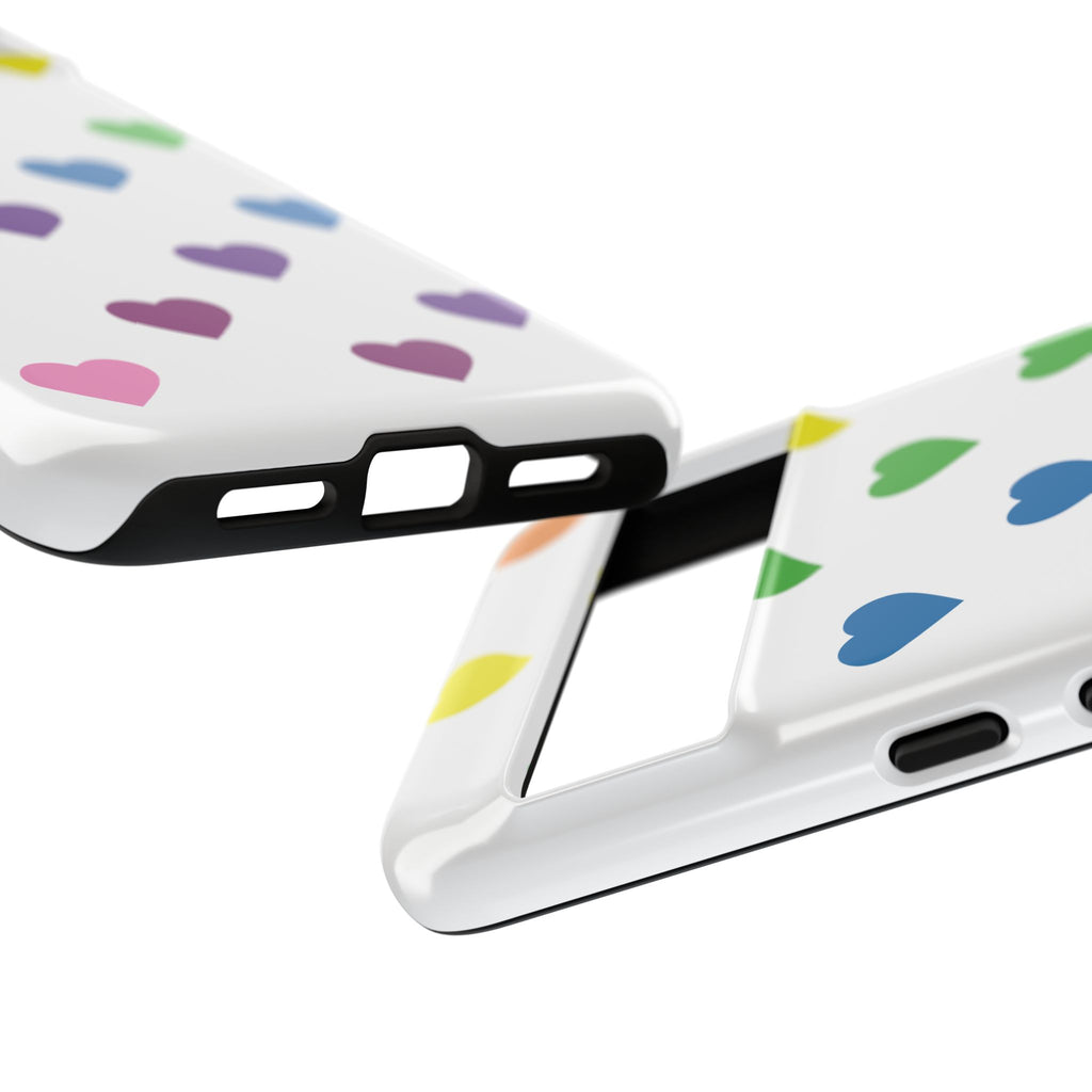 Rainbow Hearts Tough Phone Case — Protective iPhone Case with Colorful Heart Pattern