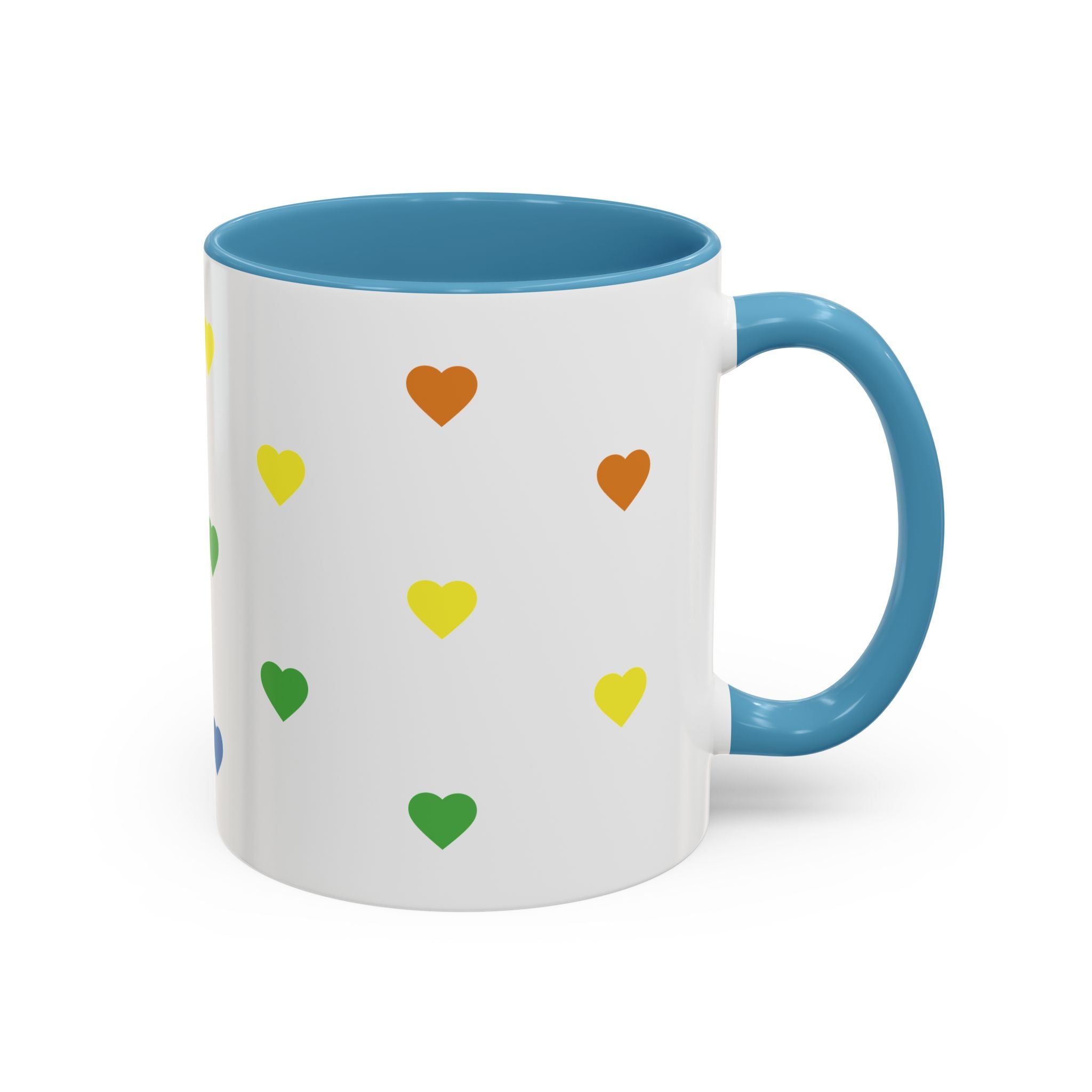 Rainbow Heart Accent Coffee Mug — Cute Colorful Patterned Ceramic Mug