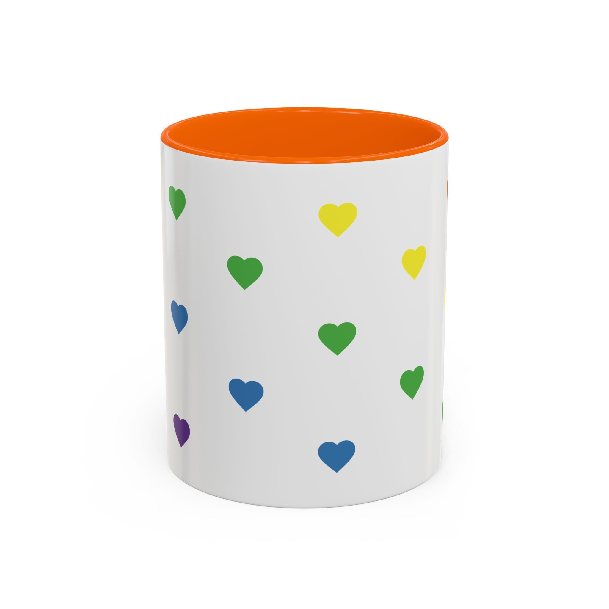 Rainbow Heart Accent Coffee Mug — Cute Colorful Patterned Ceramic Mug