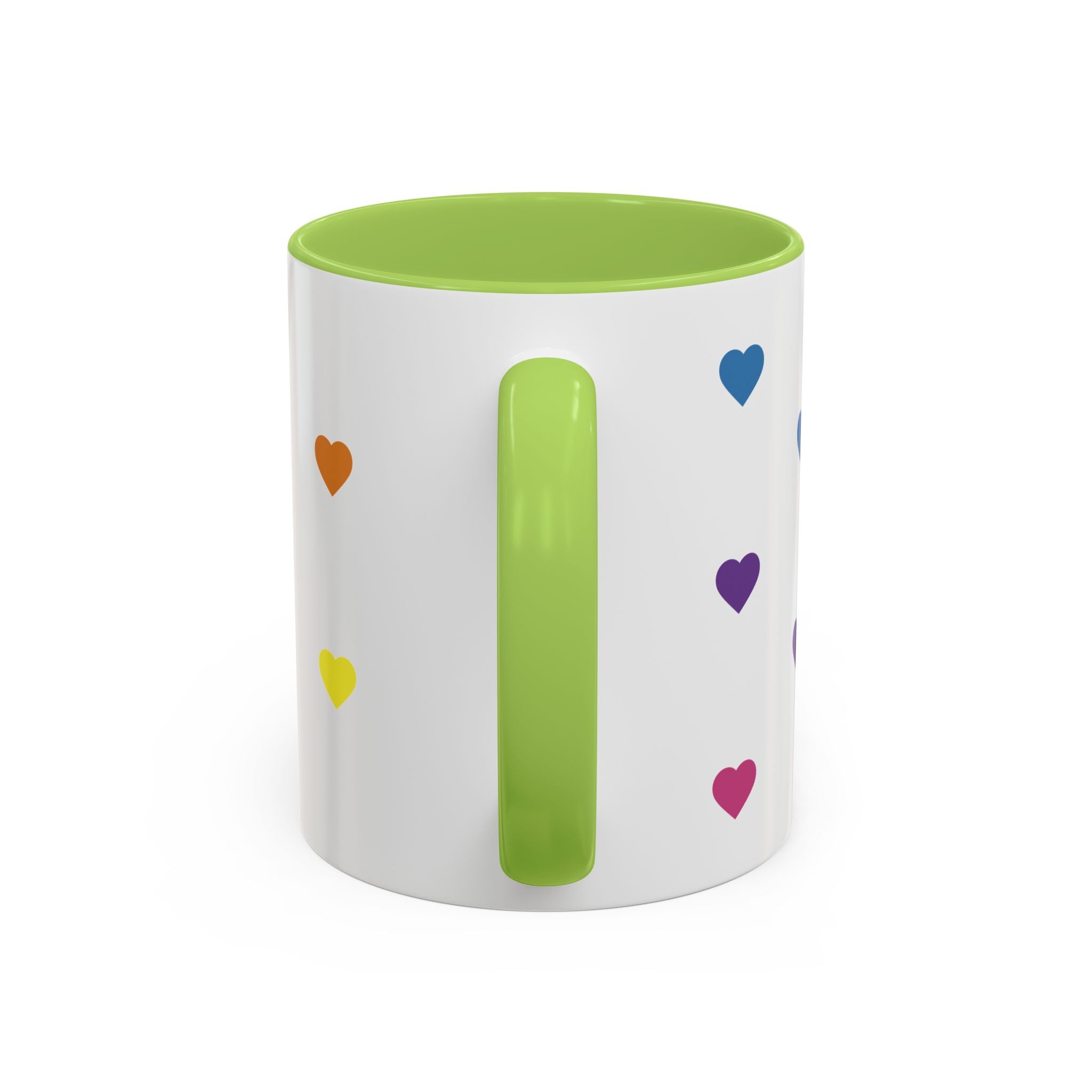 Rainbow Heart Accent Coffee Mug — Cute Colorful Patterned Ceramic Mug