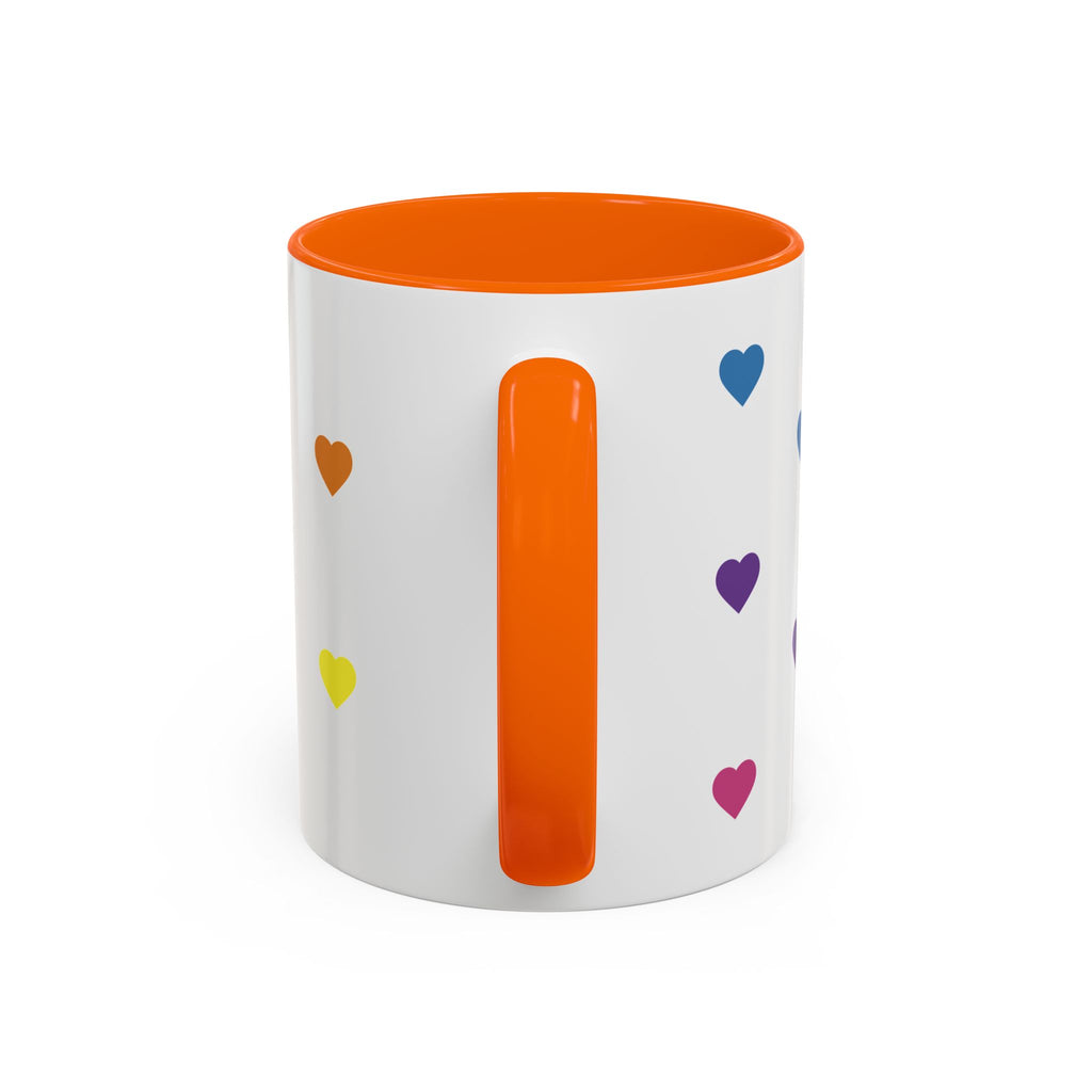 Rainbow Heart Accent Coffee Mug — Cute Colorful Patterned Ceramic Mug