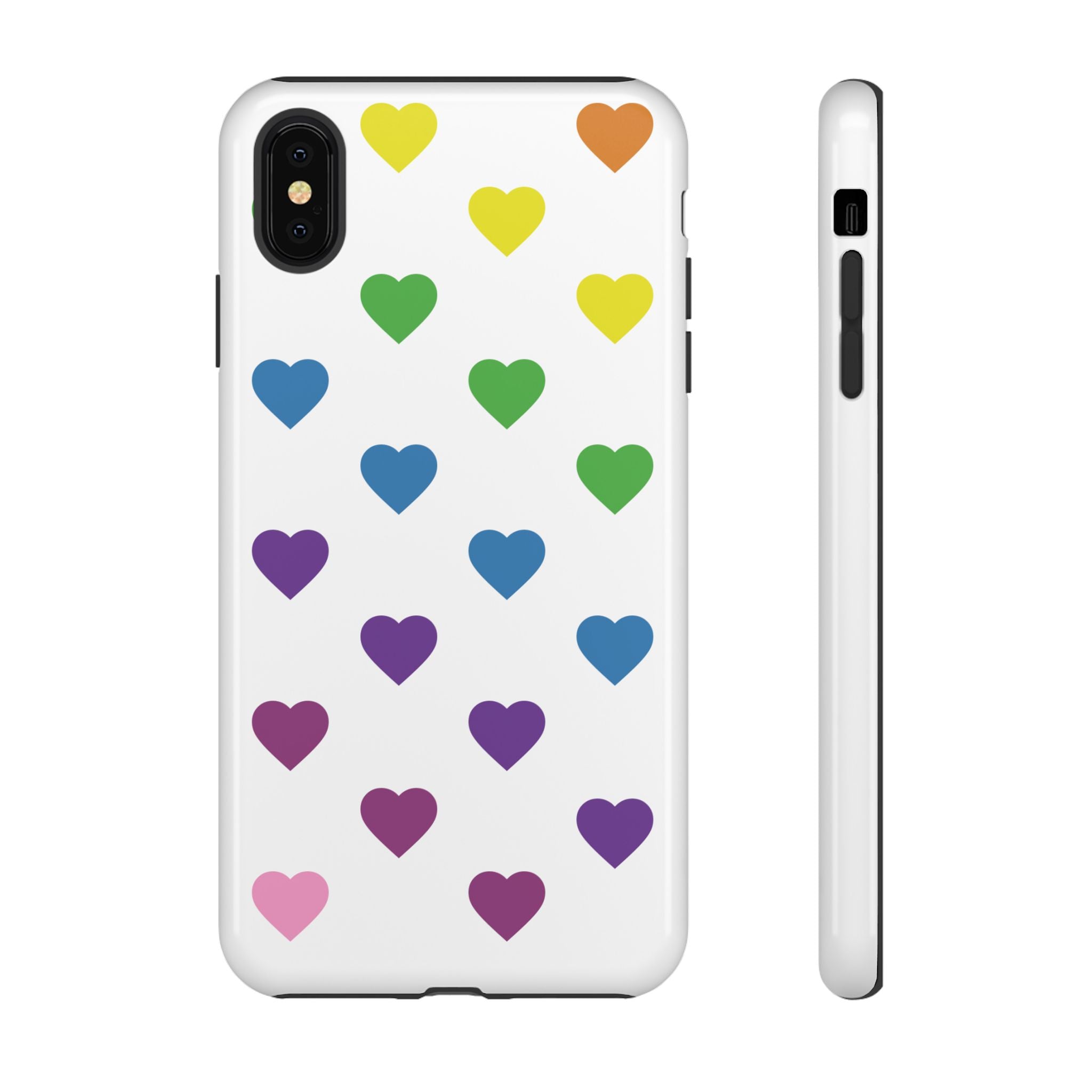 Rainbow Hearts Tough Phone Case — Protective iPhone Case with Colorful Heart Pattern