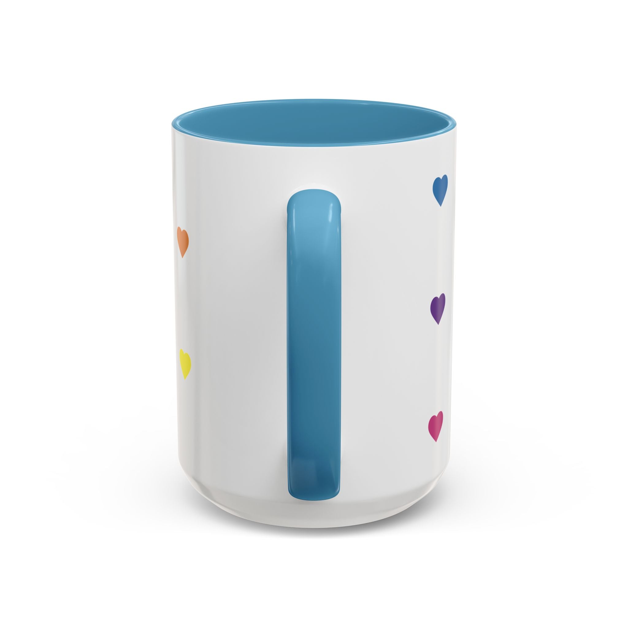 Rainbow Heart Accent Coffee Mug — Cute Colorful Patterned Ceramic Mug