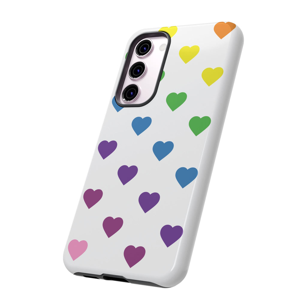 Rainbow Hearts Tough Phone Case — Protective iPhone Case with Colorful Heart Pattern