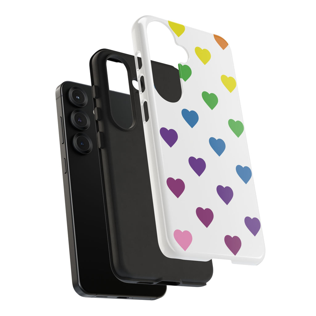 Rainbow Hearts Tough Phone Case — Protective iPhone Case with Colorful Heart Pattern