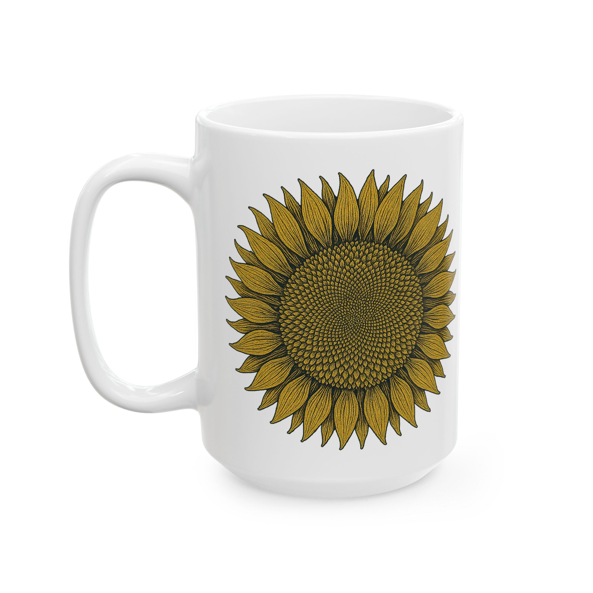 Fractal Sunflower Ceramic Coffee Mug