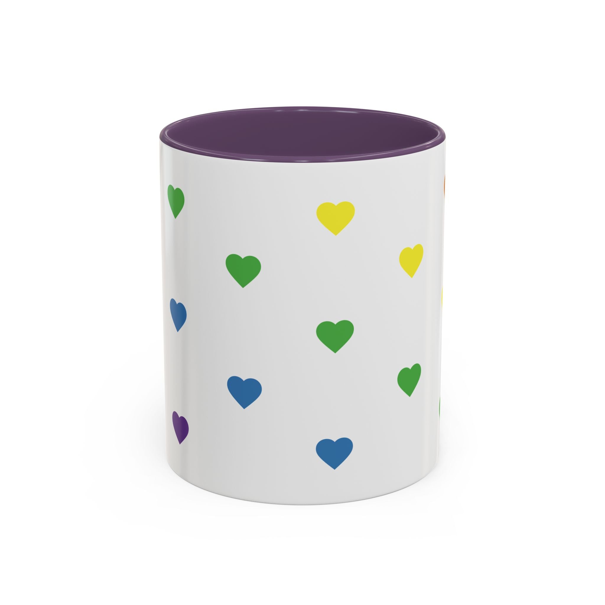 Rainbow Heart Accent Coffee Mug — Cute Colorful Patterned Ceramic Mug