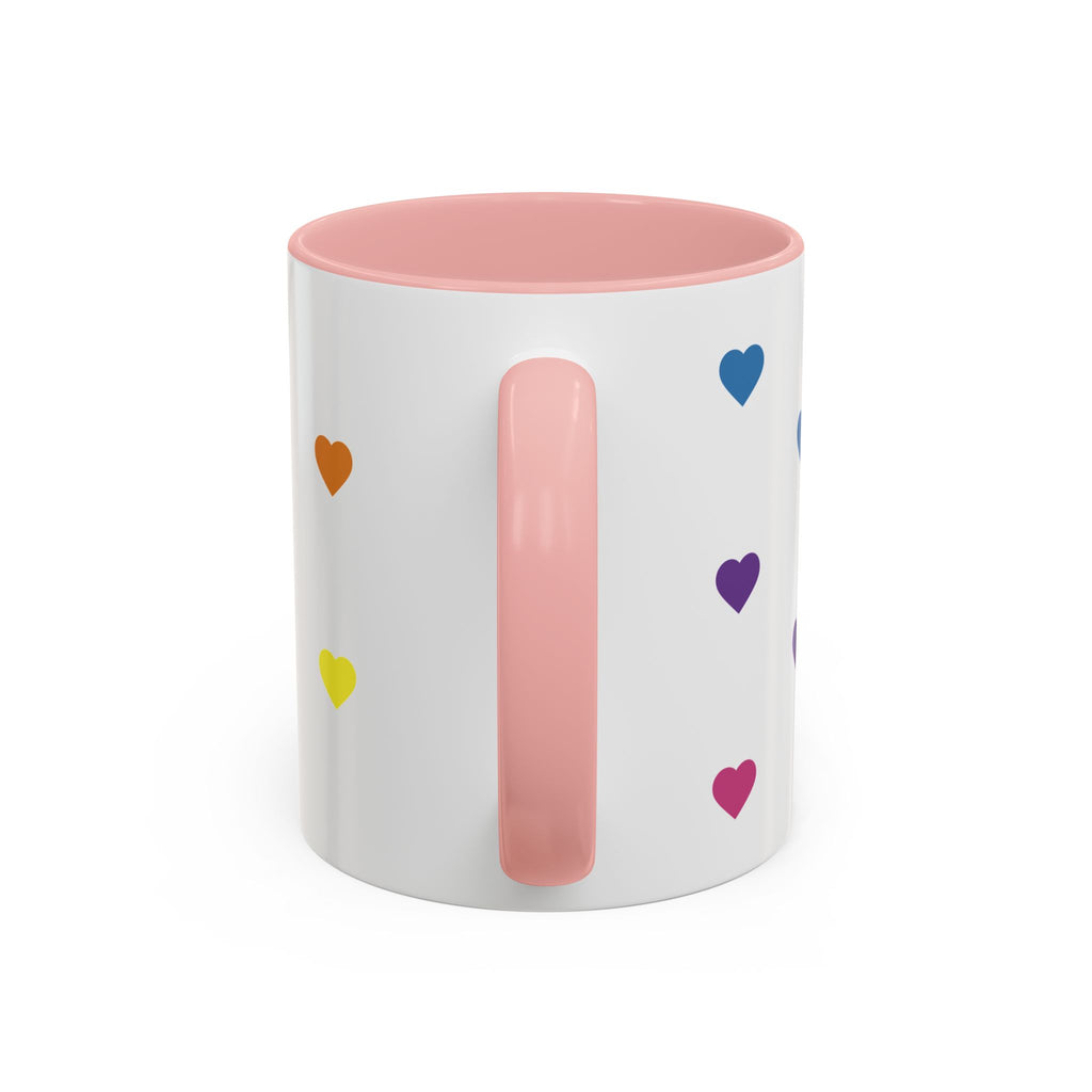 Rainbow Heart Accent Coffee Mug — Cute Colorful Patterned Ceramic Mug