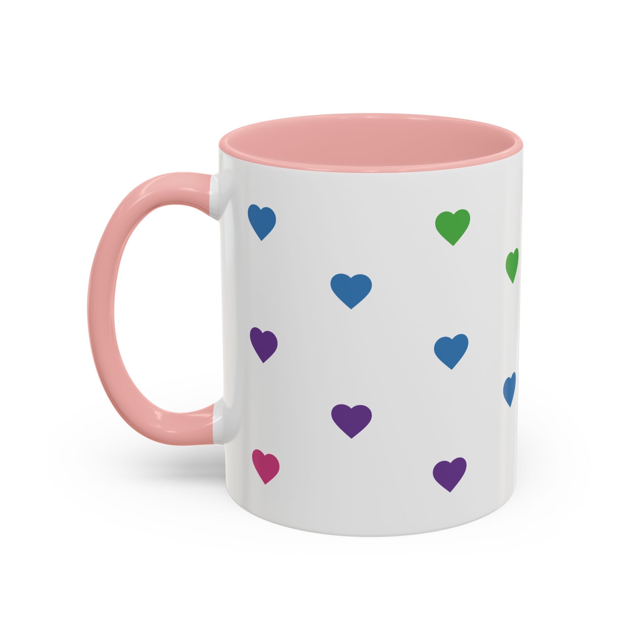 Rainbow Heart Accent Coffee Mug — Cute Colorful Patterned Ceramic Mug
