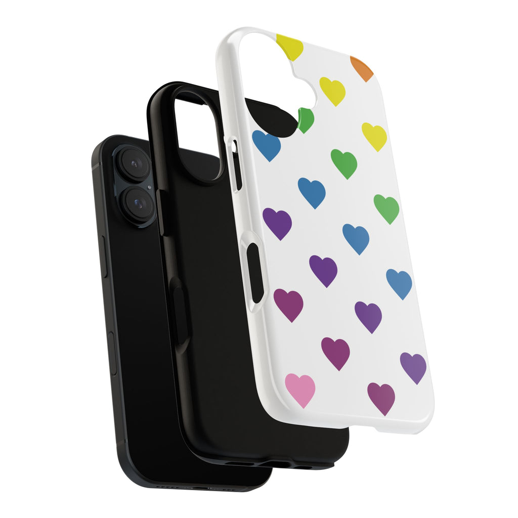 Rainbow Hearts Tough Phone Case — Protective iPhone Case with Colorful Heart Pattern