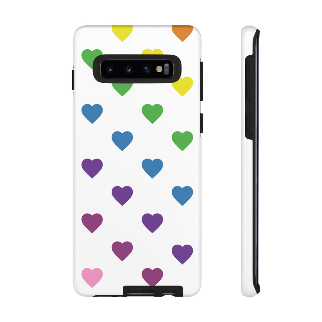Rainbow Hearts Tough Phone Case — Protective iPhone Case with Colorful Heart Pattern